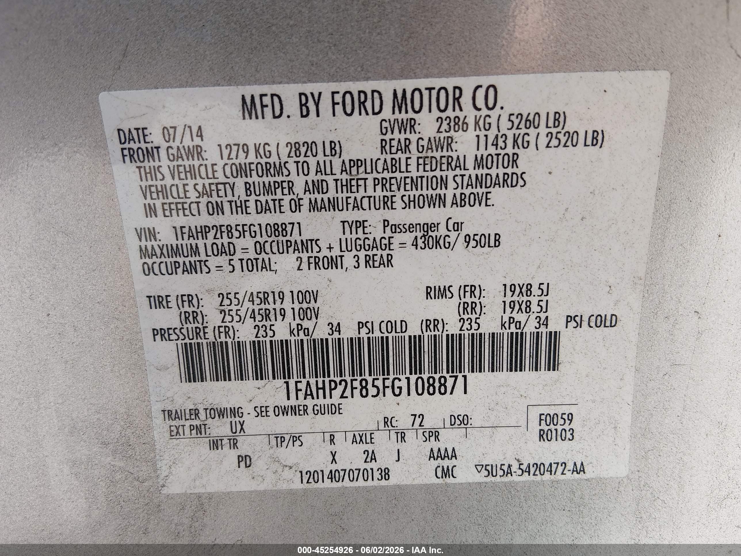 2015 Ford Taurus Limited Silver vin: 1FAHP2F85FG108871