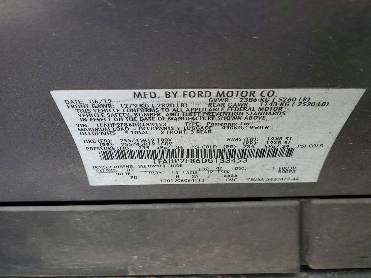 2013 Ford Taurus Limited Gray vin: 1FAHP2F86DG133453
