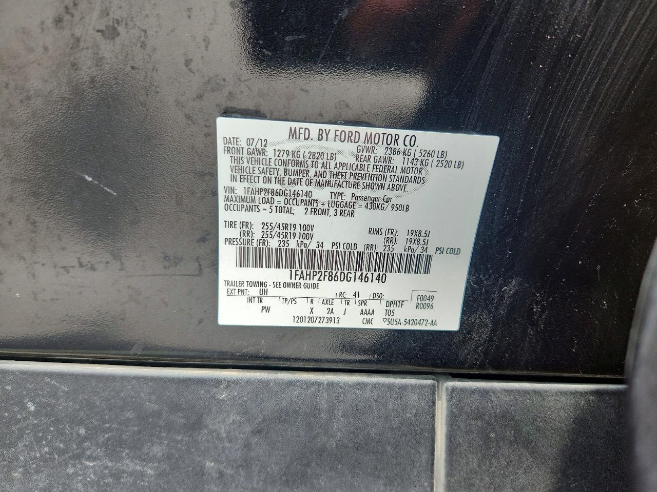 2013 Ford Taurus Limited Black vin: 1FAHP2F86DG146140