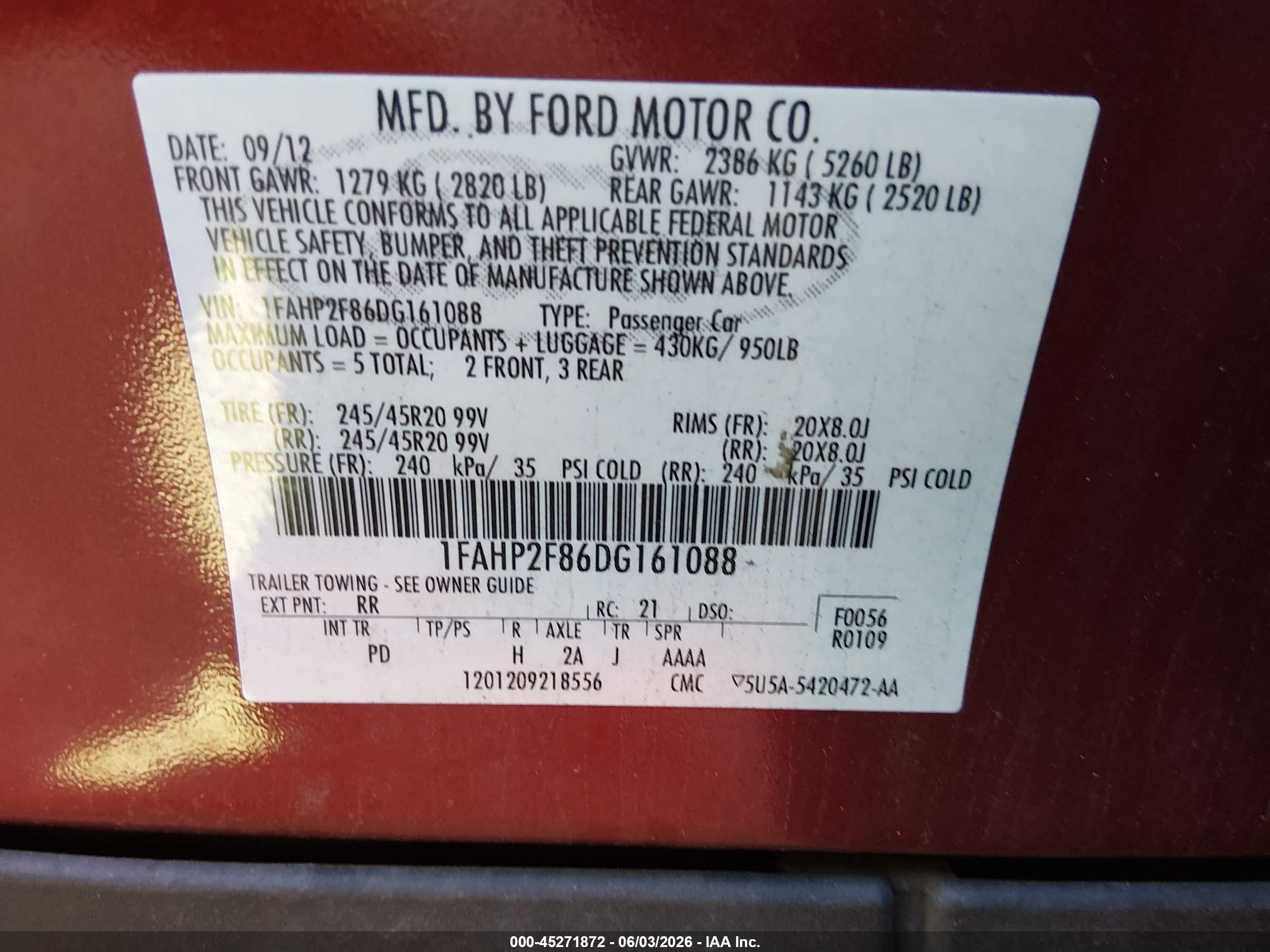 2013 Ford Taurus Limited Maroon vin: 1FAHP2F86DG161088