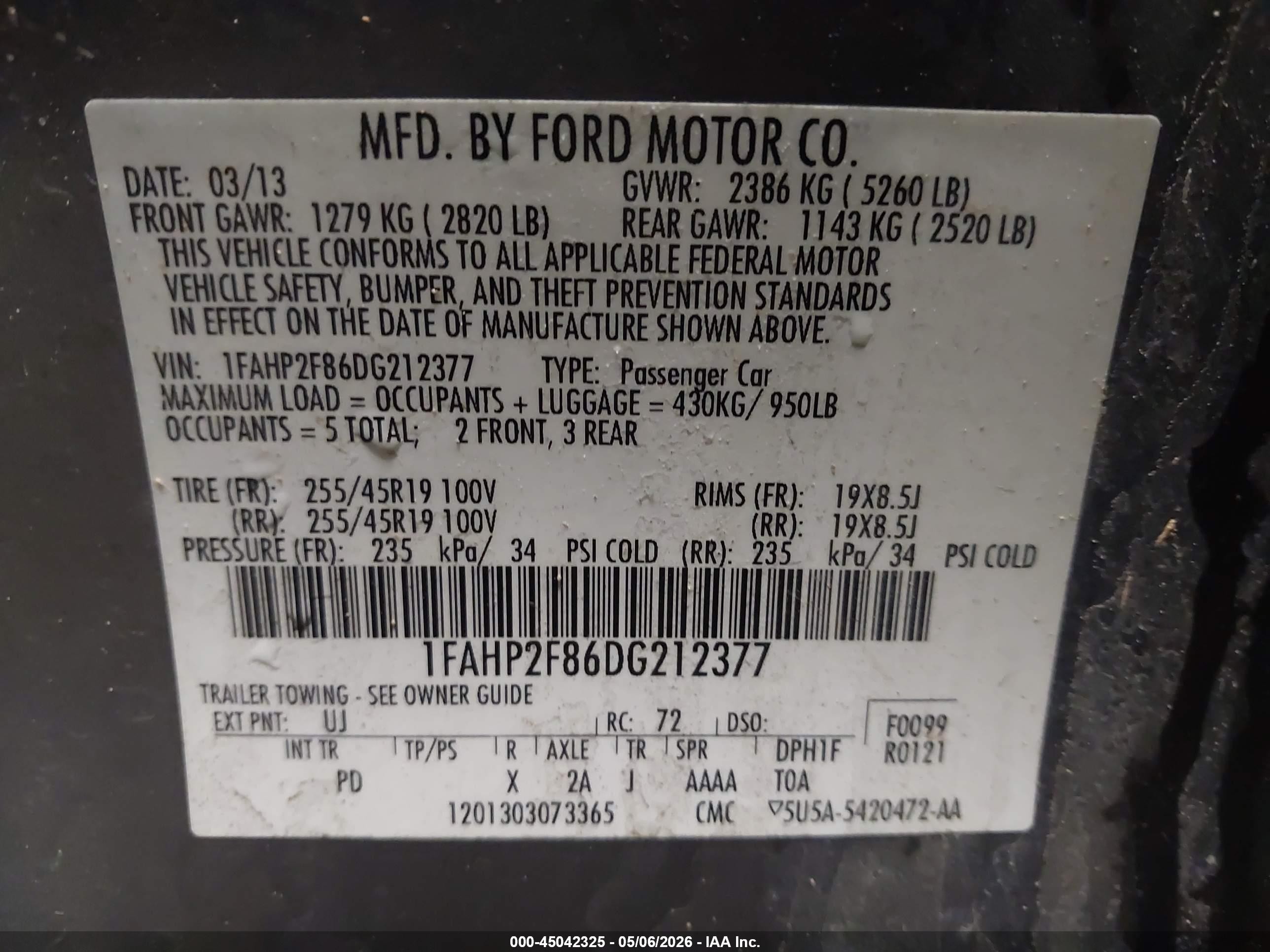 2013 Ford Taurus Limited Gray vin: 1FAHP2F86DG212377