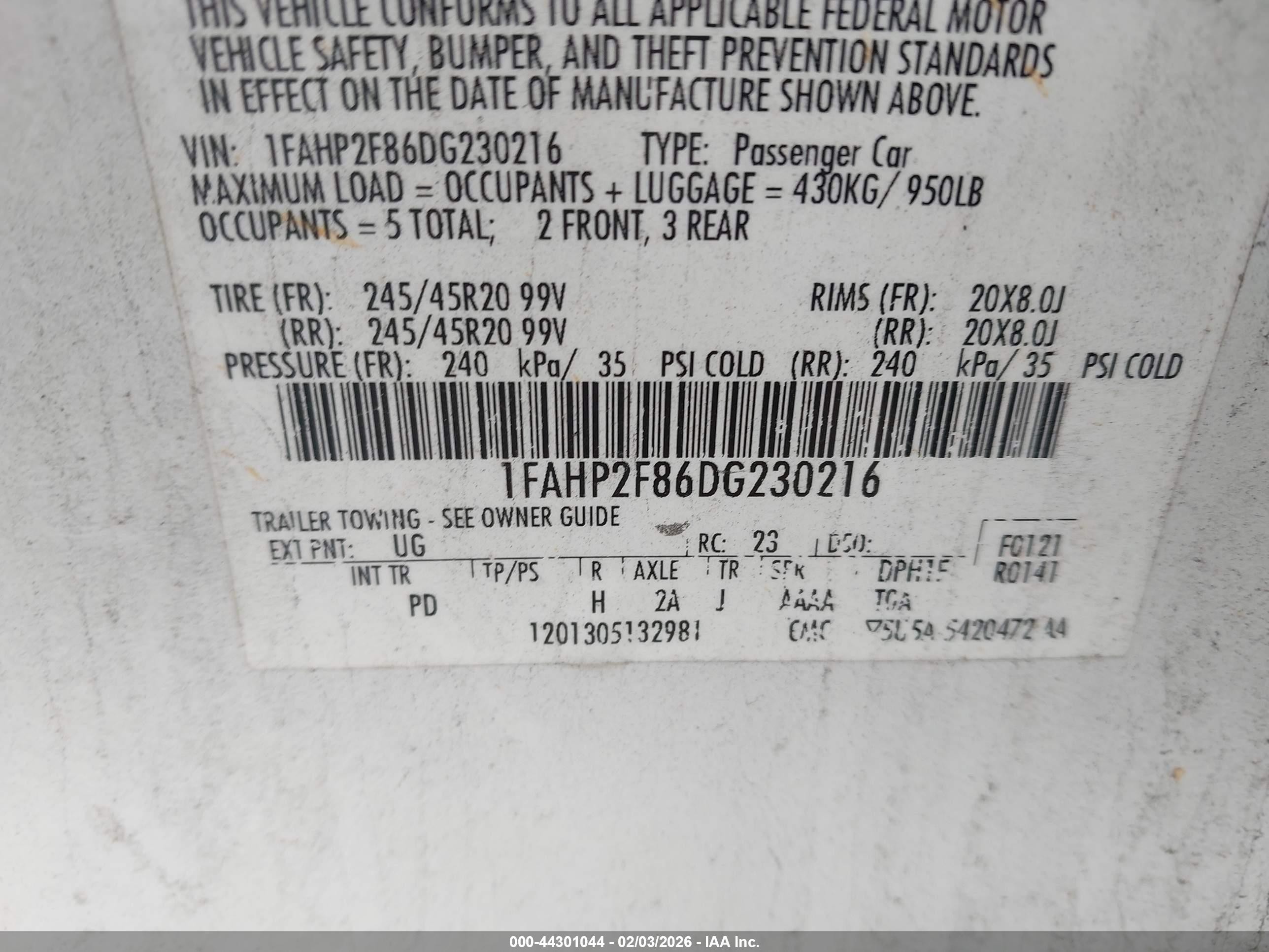 2013 Ford Taurus Limited White vin: 1FAHP2F86DG230216