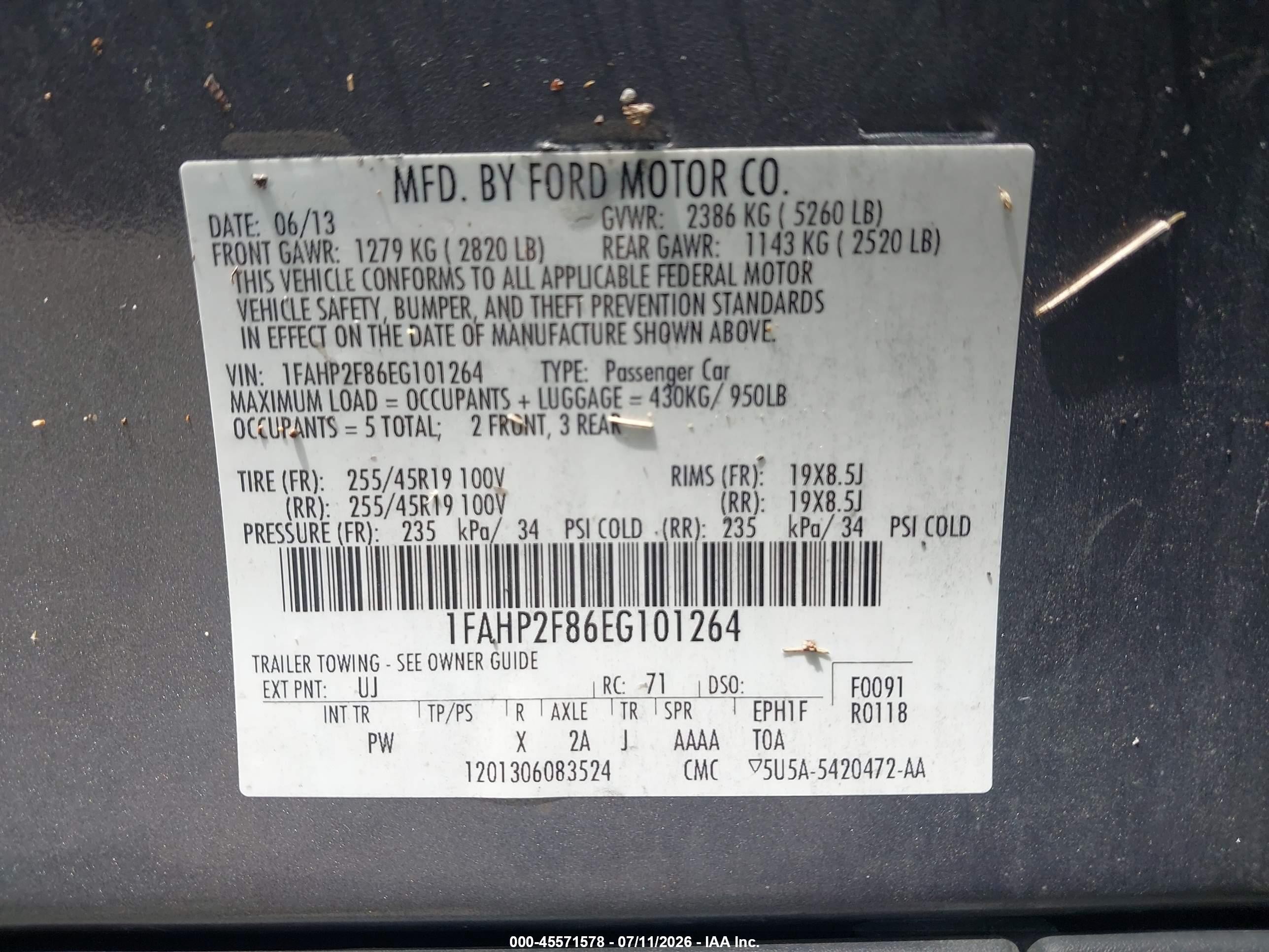 2014 Ford Taurus Limited Gray vin: 1FAHP2F86EG101264