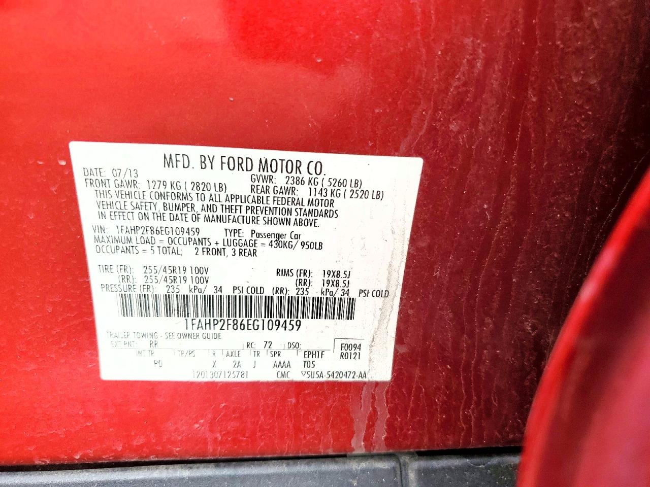 2014 Ford Taurus Limited Бордовый vin: 1FAHP2F86EG109459