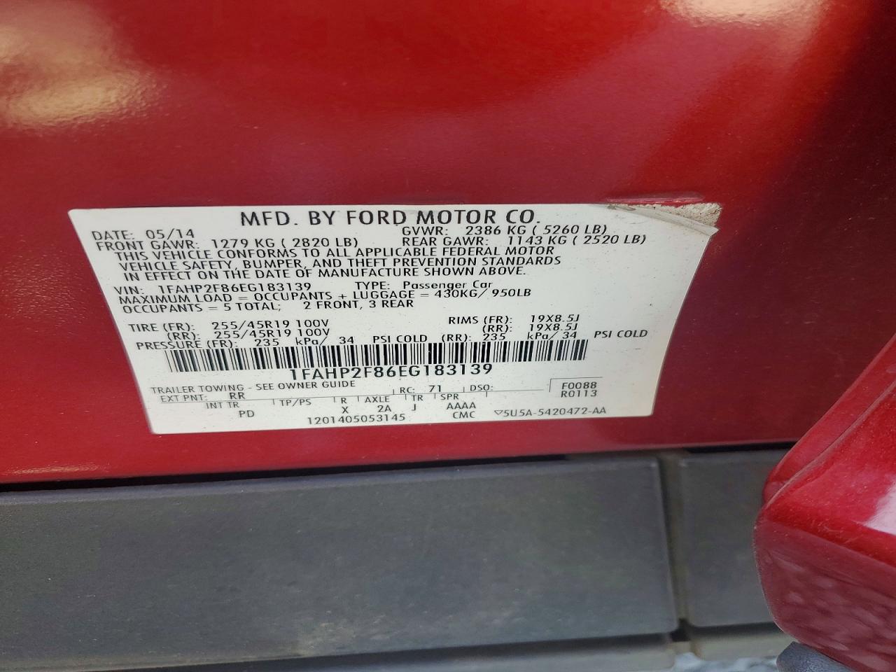 2014 Ford Taurus Limited Red vin: 1FAHP2F86EG183139