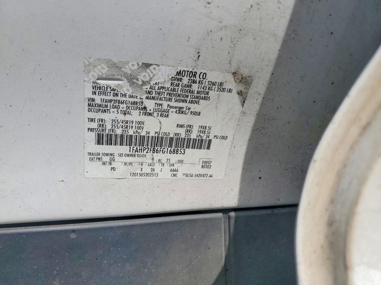2015 Ford Taurus Limited Burn vin: 1FAHP2F86FG168853