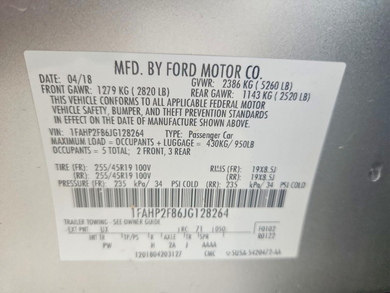 2018 Ford Taurus Limited Silver vin: 1FAHP2F86JG128264
