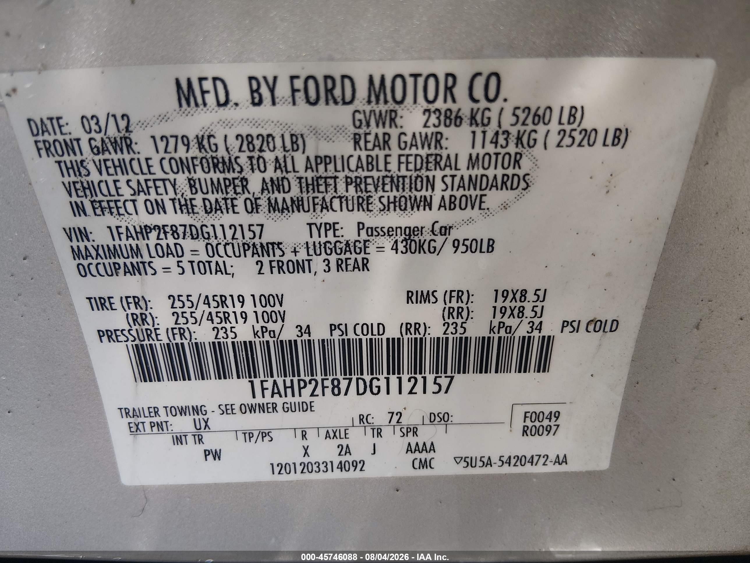 2013 Ford Taurus Limited Silver vin: 1FAHP2F87DG112157