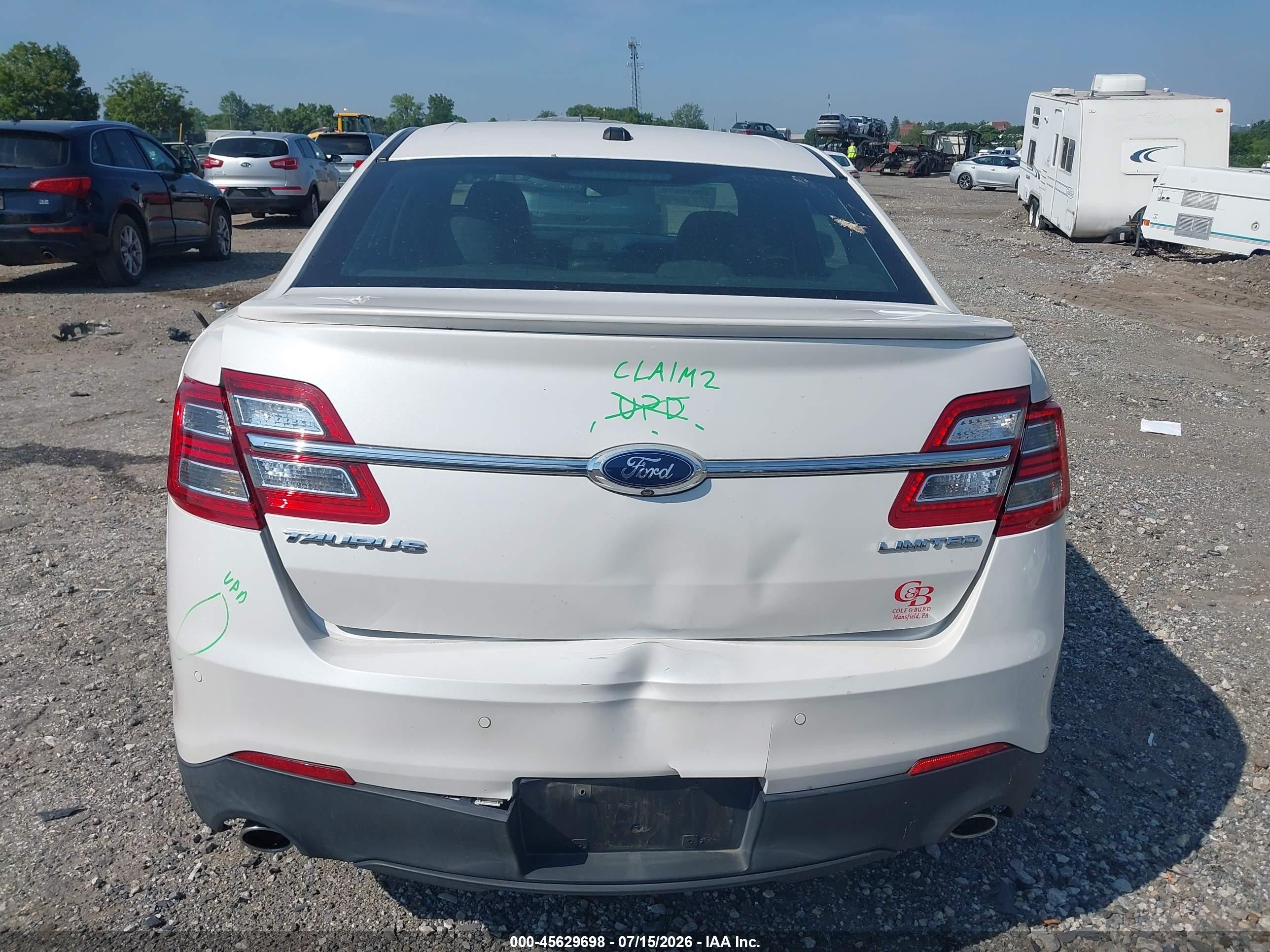 2013 Ford Taurus Limited White vin: 1FAHP2F87DG160984