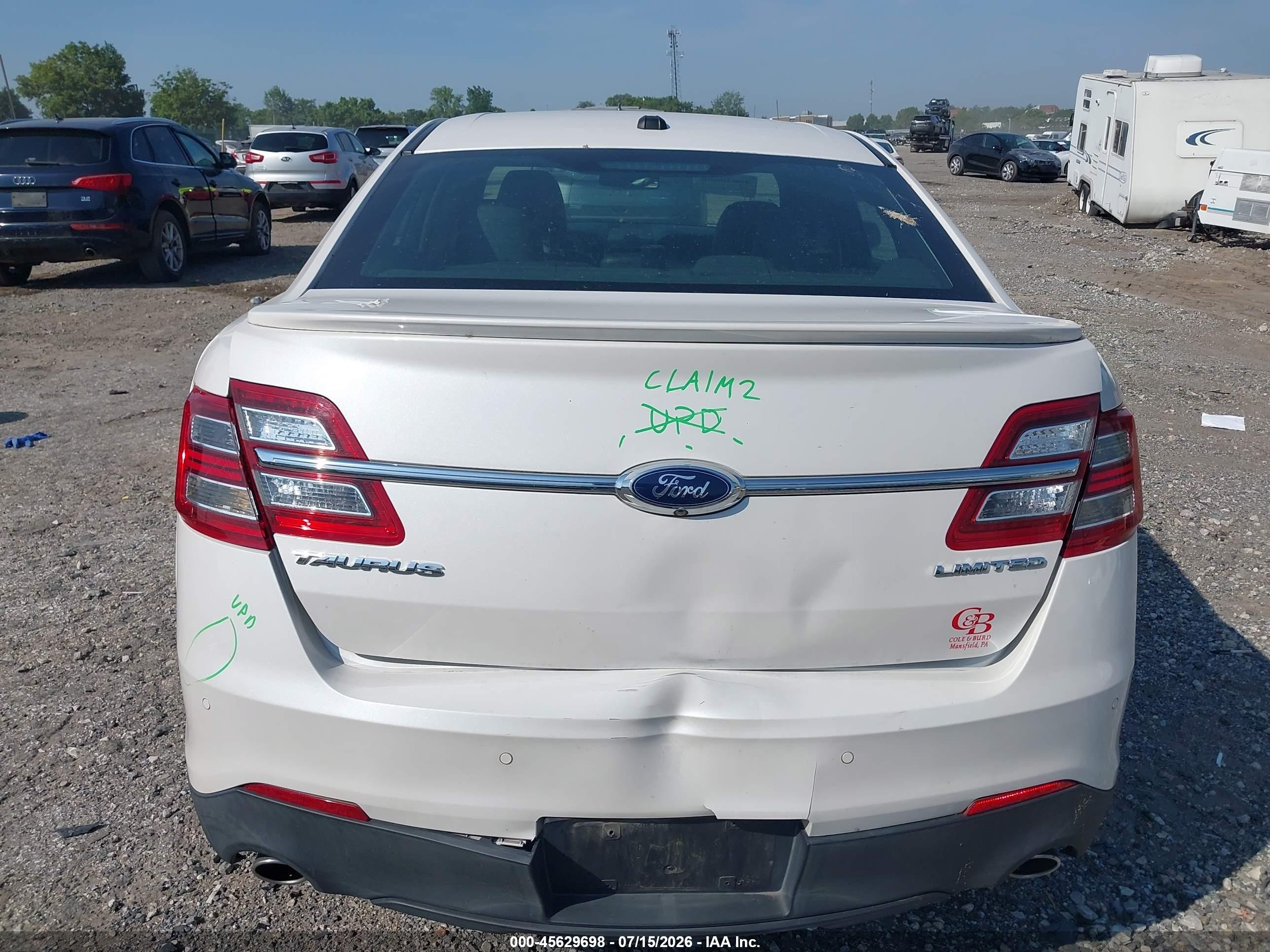 2013 Ford Taurus Limited White vin: 1FAHP2F87DG160984