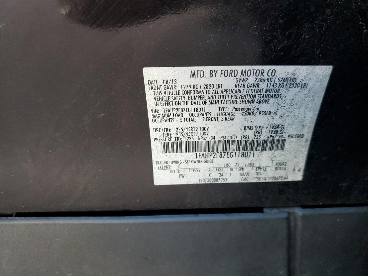 2014 Ford Taurus Limited Black vin: 1FAHP2F87EG118011