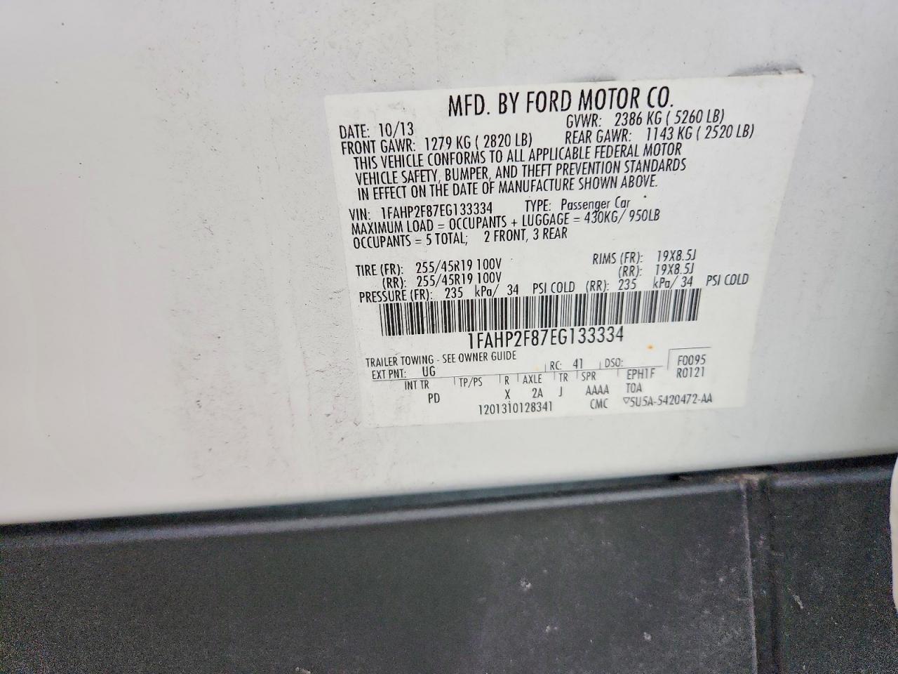 2014 Ford Taurus Limited White vin: 1FAHP2F87EG133334