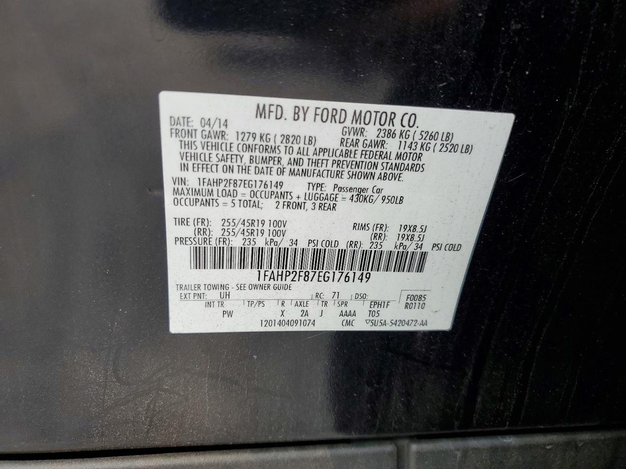 2014 Ford Taurus Limited Black vin: 1FAHP2F87EG176149