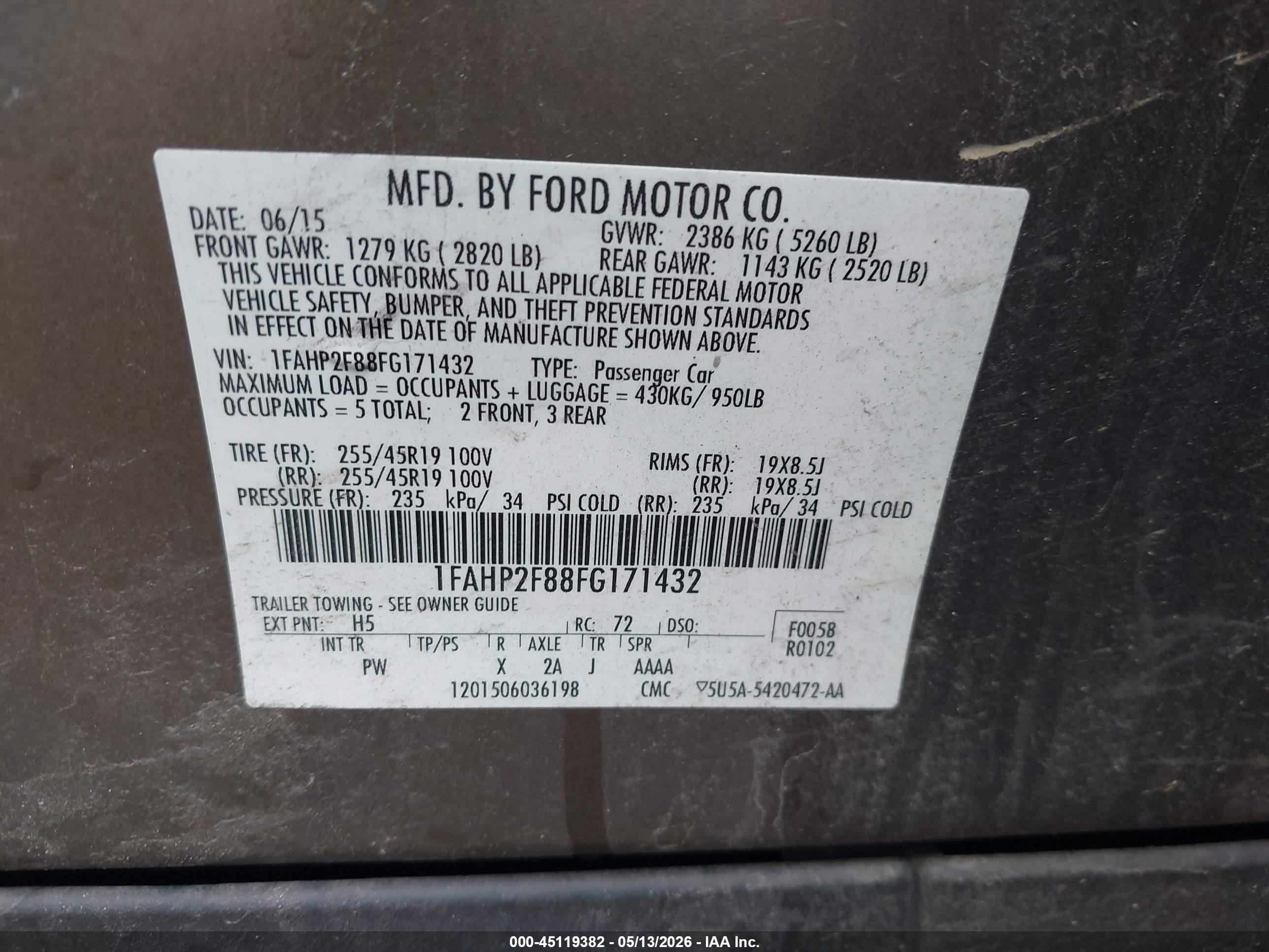 2015 Ford Taurus Limited Brown vin: 1FAHP2F88FG171432