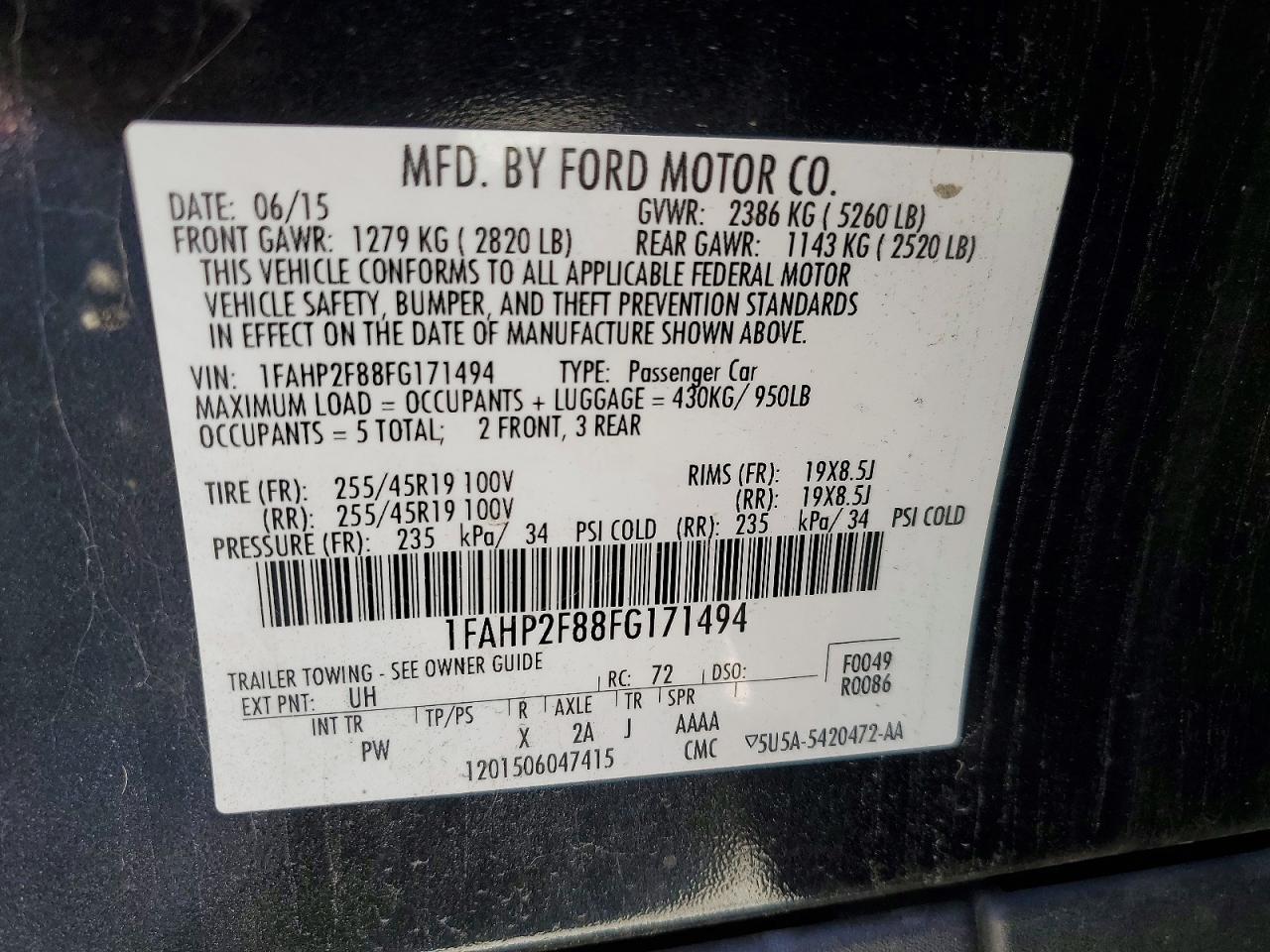 2015 Ford Taurus Limited Black vin: 1FAHP2F88FG171494