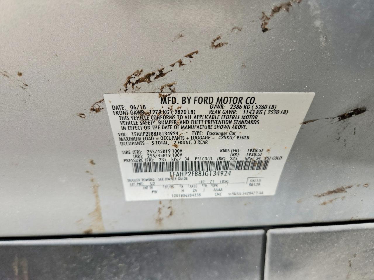 2018 Ford Taurus Limited Silver vin: 1FAHP2F88JG134924