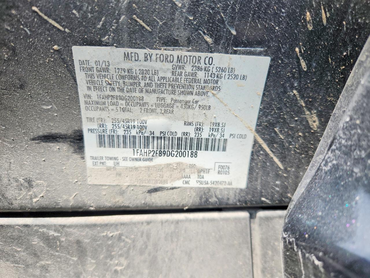 2013 Ford Taurus Limited Black vin: 1FAHP2F89DG200188