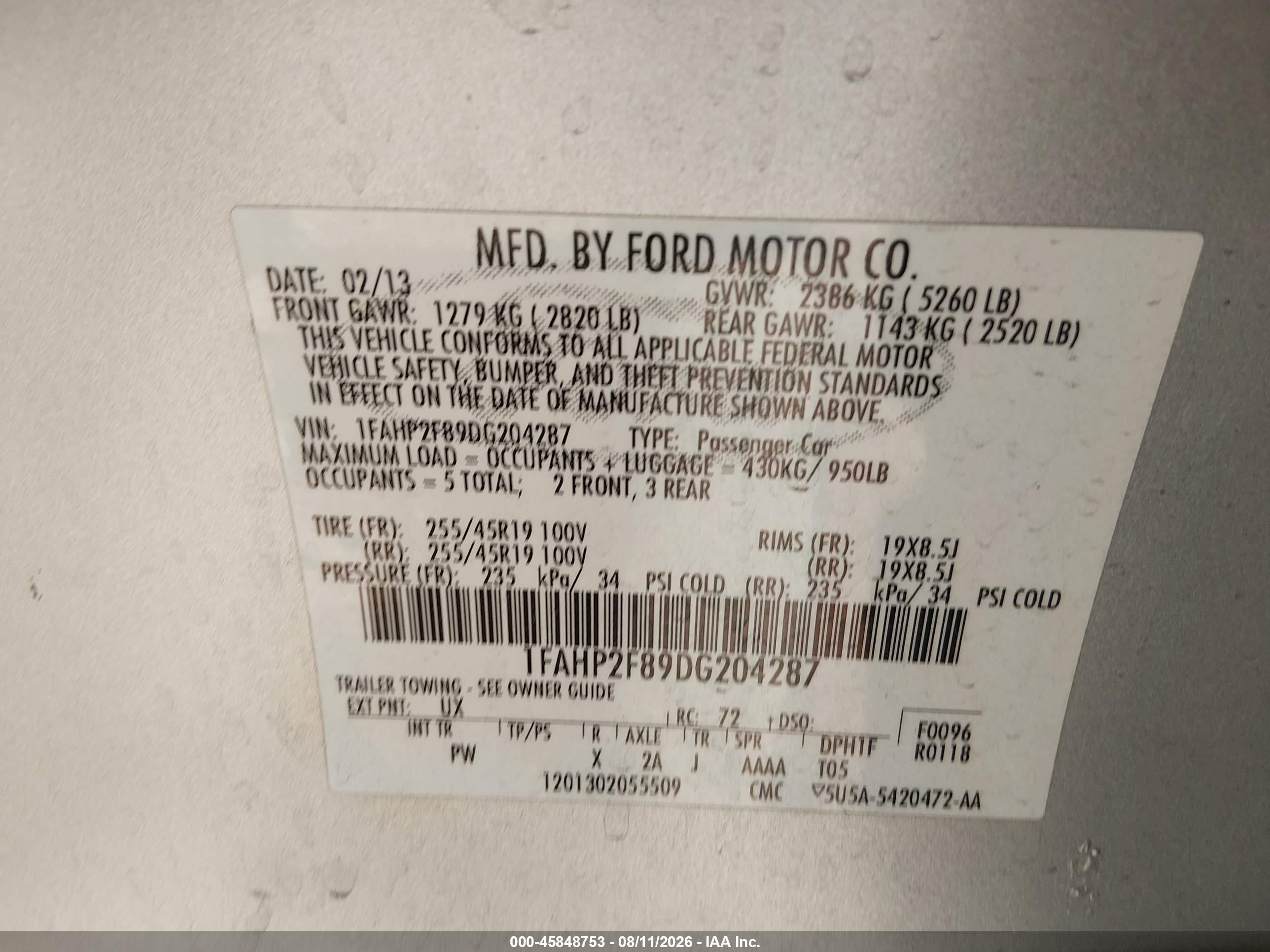 2013 Ford Taurus Limited Silver vin: 1FAHP2F89DG204287