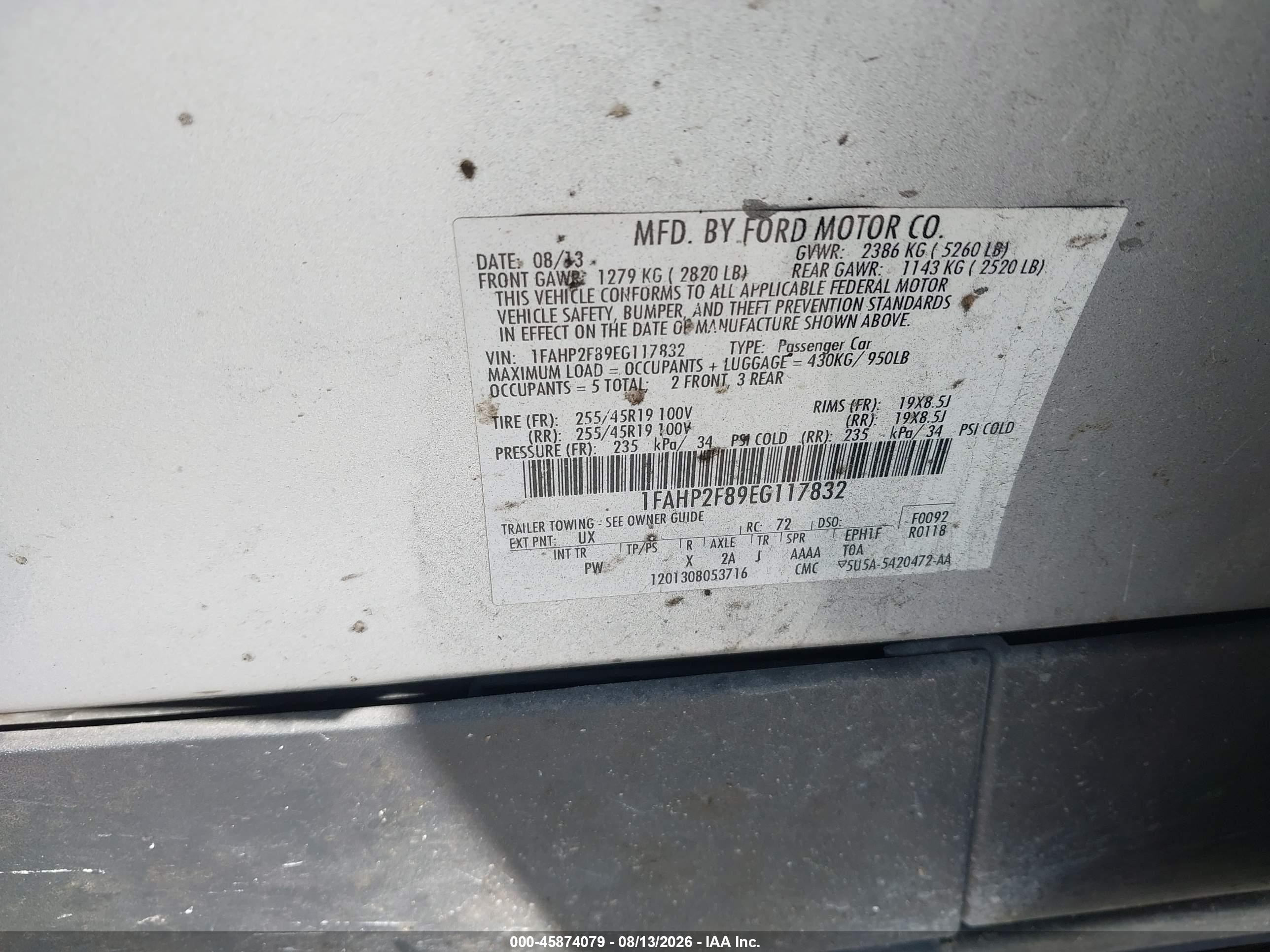 2014 Ford Taurus Limited Silver vin: 1FAHP2F89EG117832