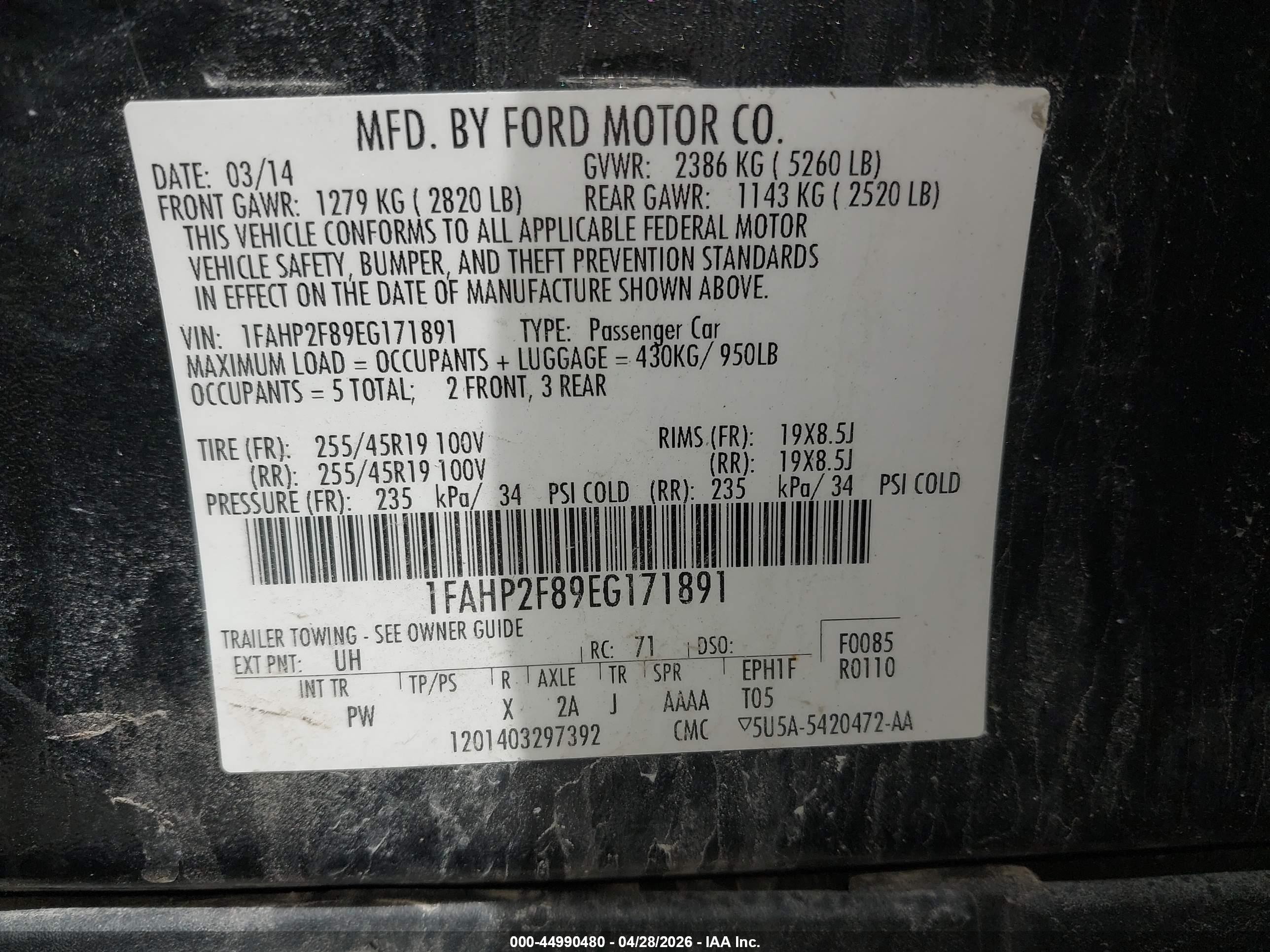 2014 Ford Taurus Limited Black vin: 1FAHP2F89EG171891