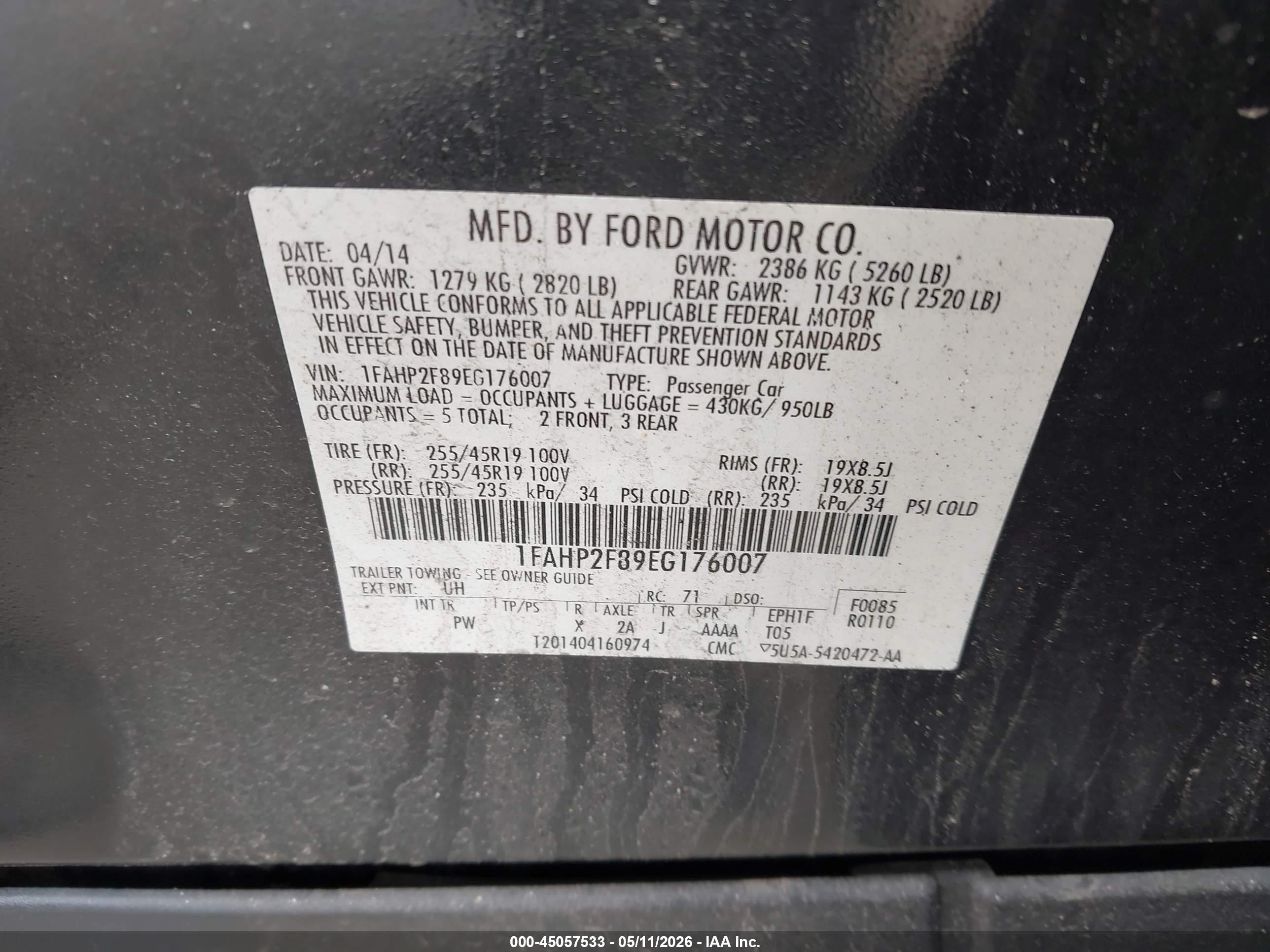 2014 Ford Taurus Limited Black vin: 1FAHP2F89EG176007