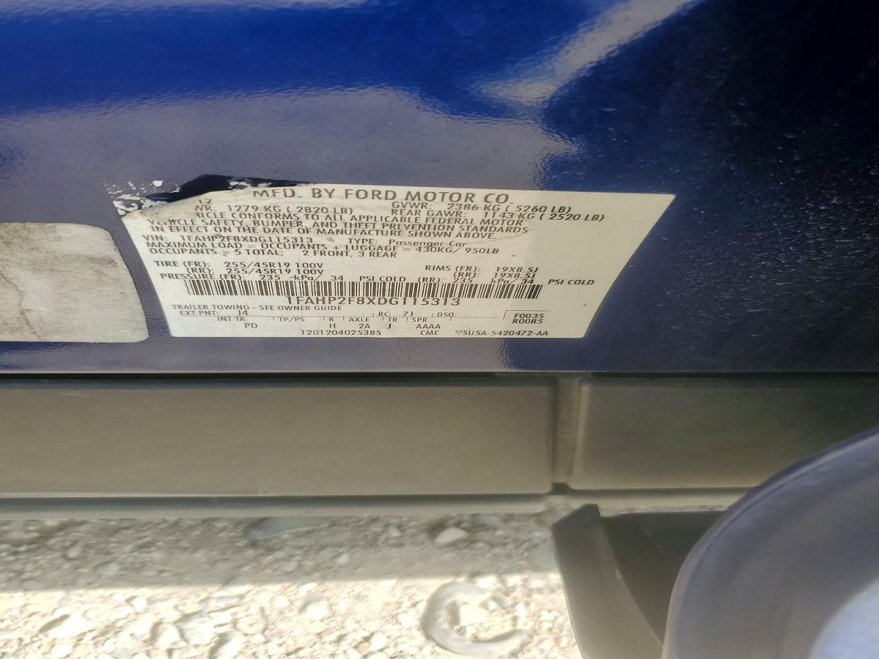 2013 Ford Taurus Limited Синий vin: 1FAHP2F8XDG115313