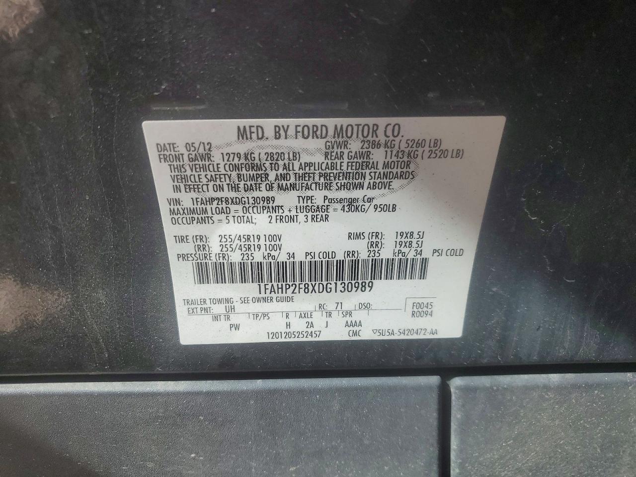 2013 Ford Taurus Limited Black vin: 1FAHP2F8XDG130989