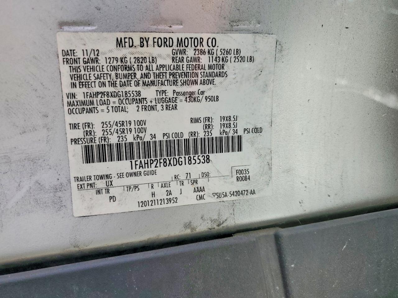 2013 Ford Taurus Limited Silver vin: 1FAHP2F8XDG185538