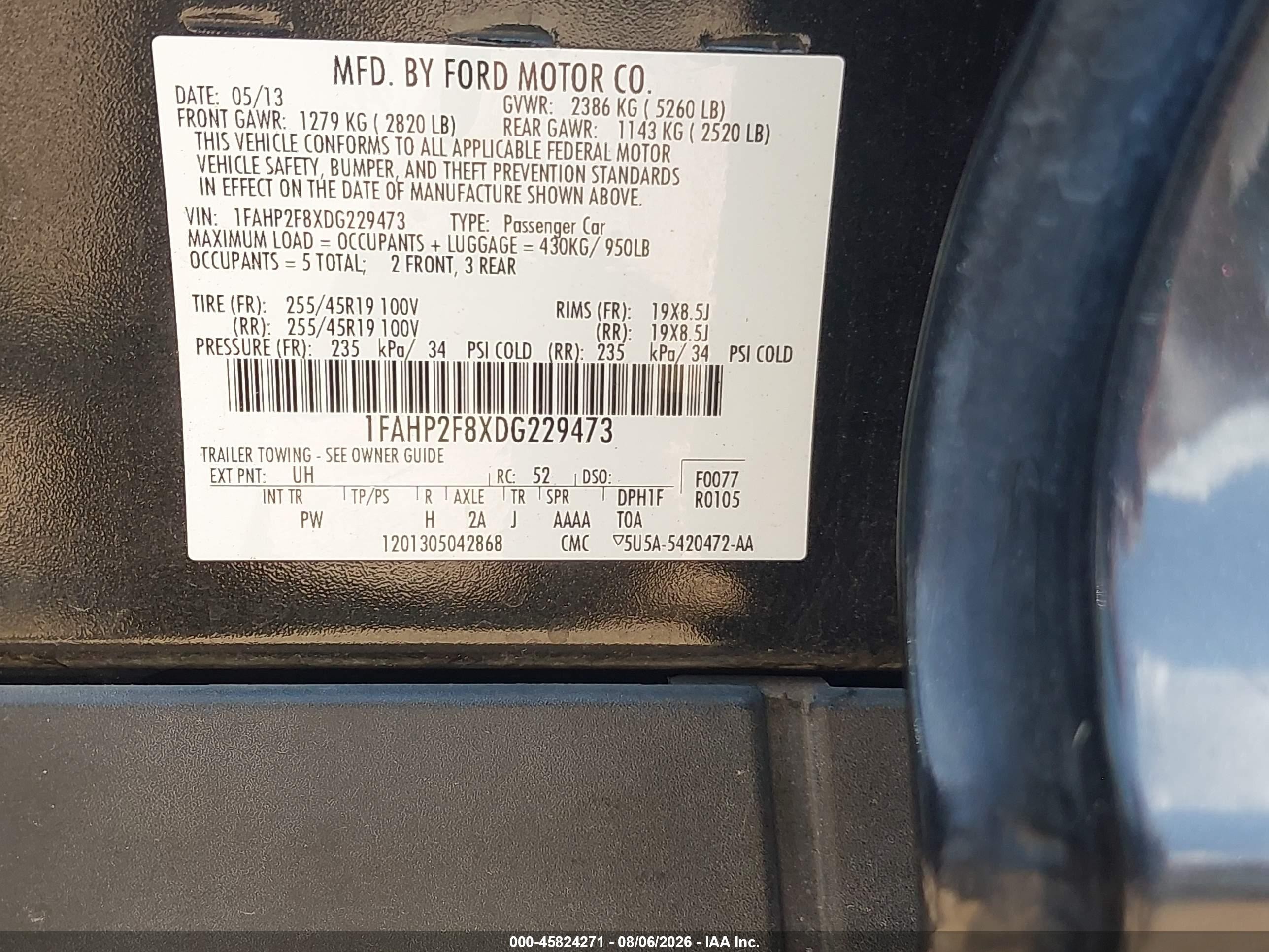 2013 Ford Taurus Limited Black vin: 1FAHP2F8XDG229473