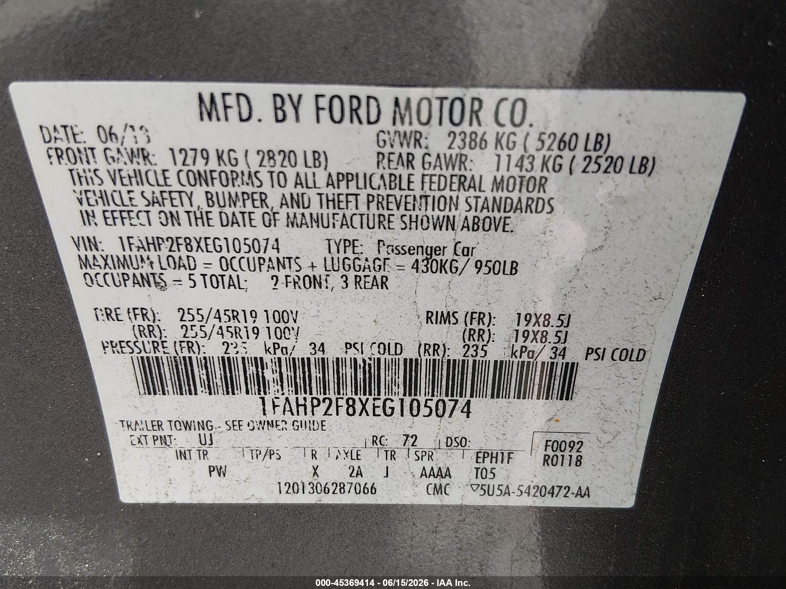 2014 Ford Taurus Limited Gray vin: 1FAHP2F8XEG105074