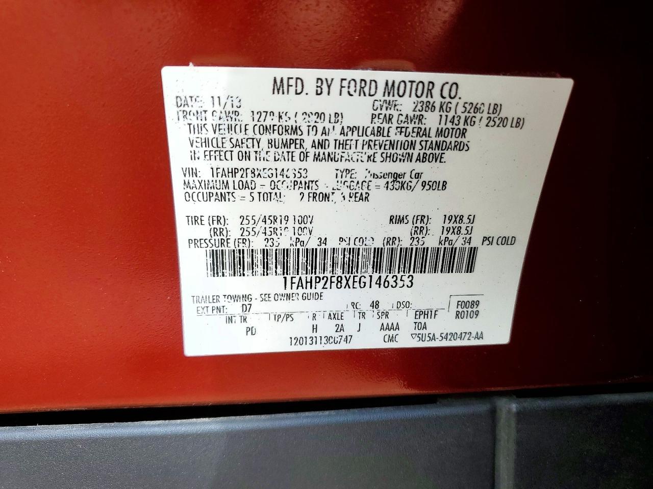 2014 Ford Taurus Limited Orange vin: 1FAHP2F8XEG146353