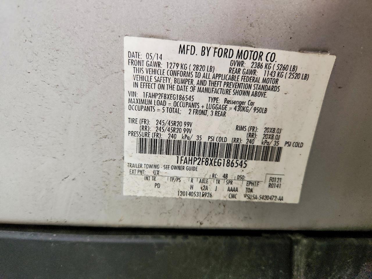 2014 Ford Taurus Limited Silver vin: 1FAHP2F8XEG186545