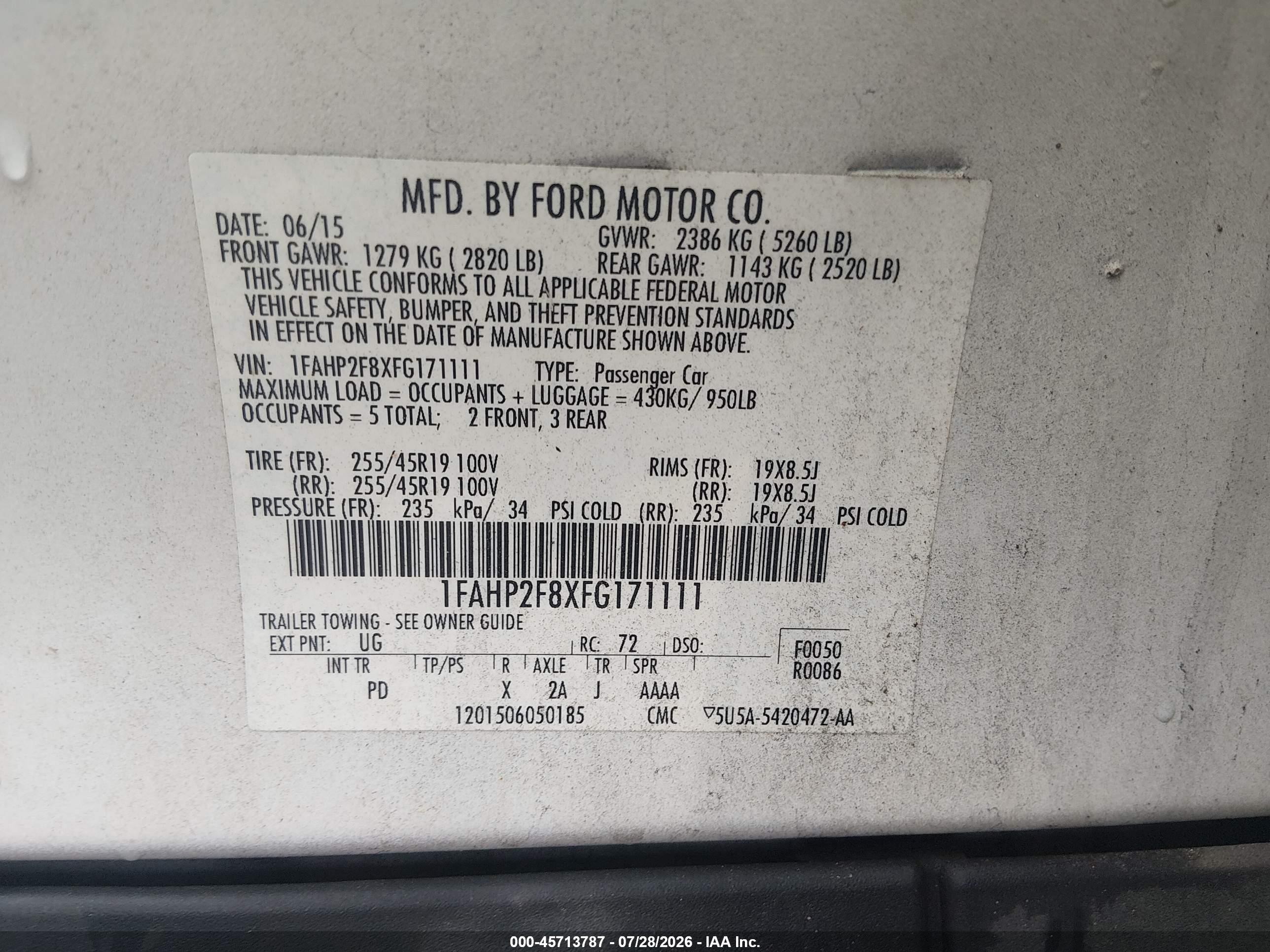 2015 Ford Taurus Limited White vin: 1FAHP2F8XFG171111