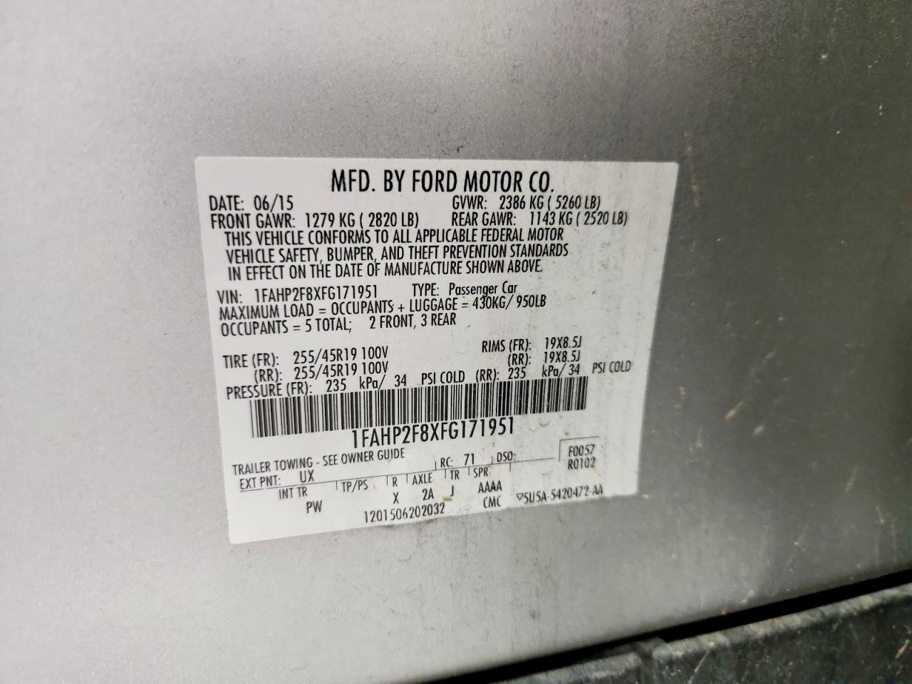 2015 Ford Taurus Limited Silver vin: 1FAHP2F8XFG171951