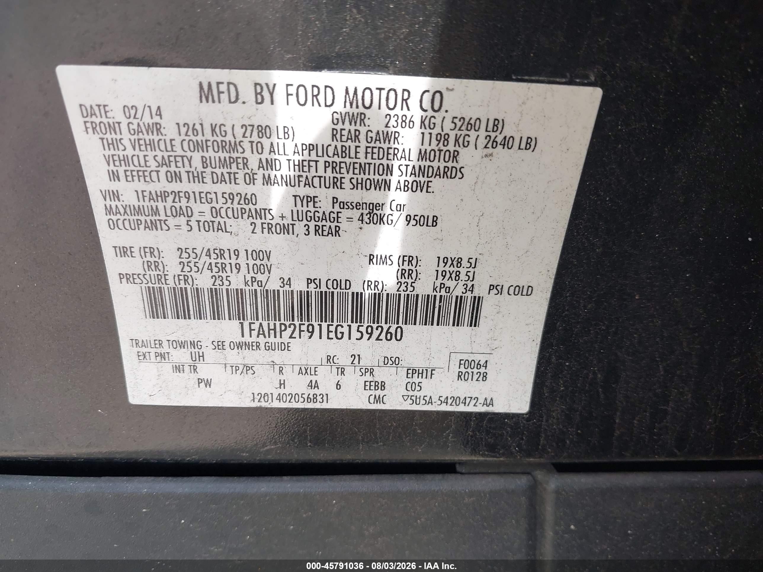 2014 Ford Taurus Limited Black vin: 1FAHP2F91EG159260