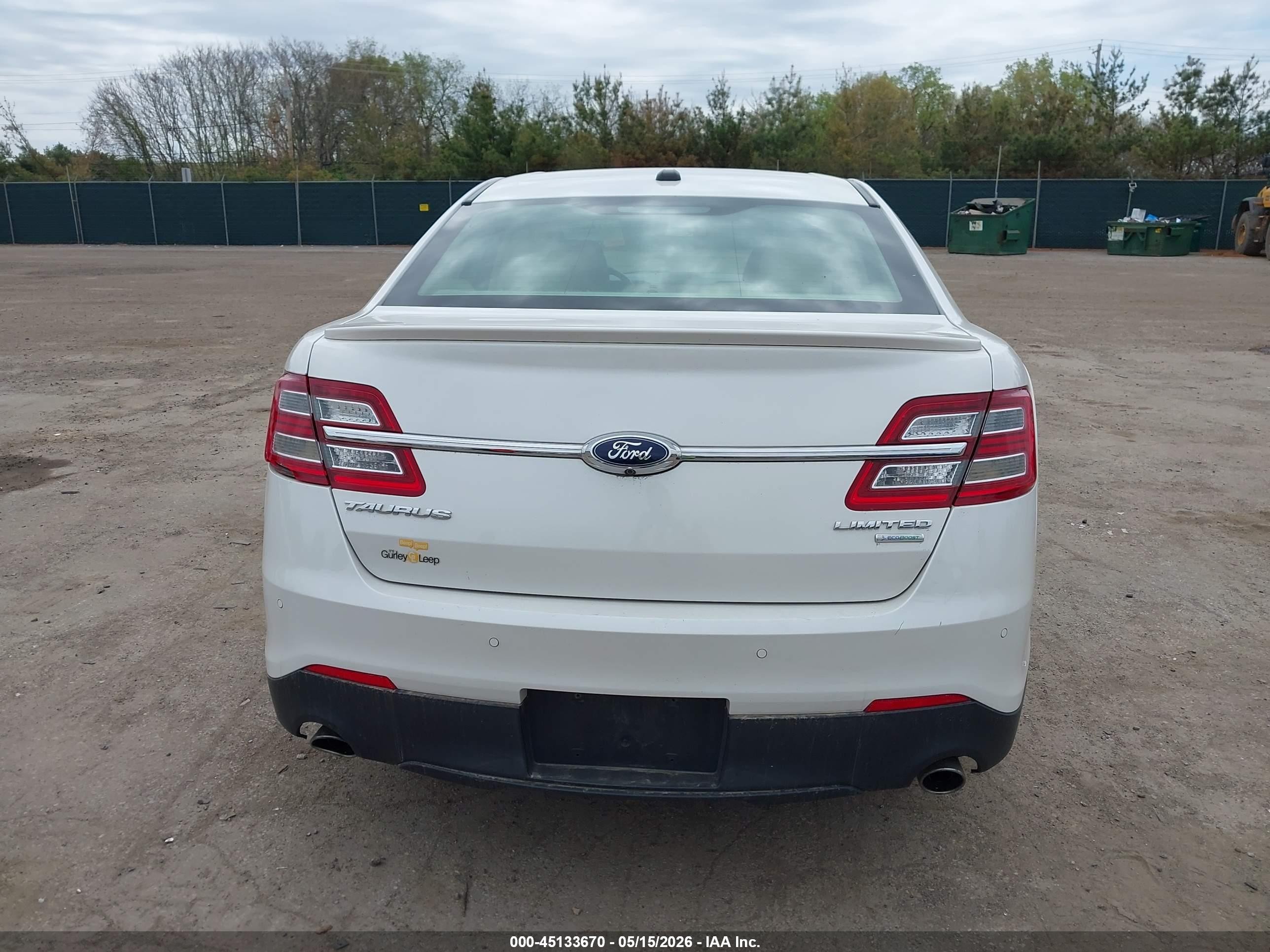 2013 Ford Taurus Limited White vin: 1FAHP2F92DG171819