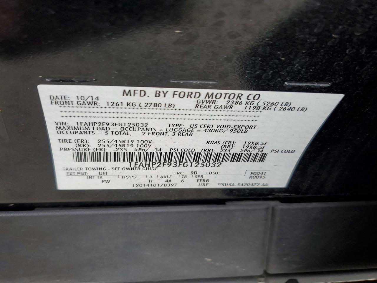 2015 Ford Taurus Limited Black vin: 1FAHP2F93FG125032