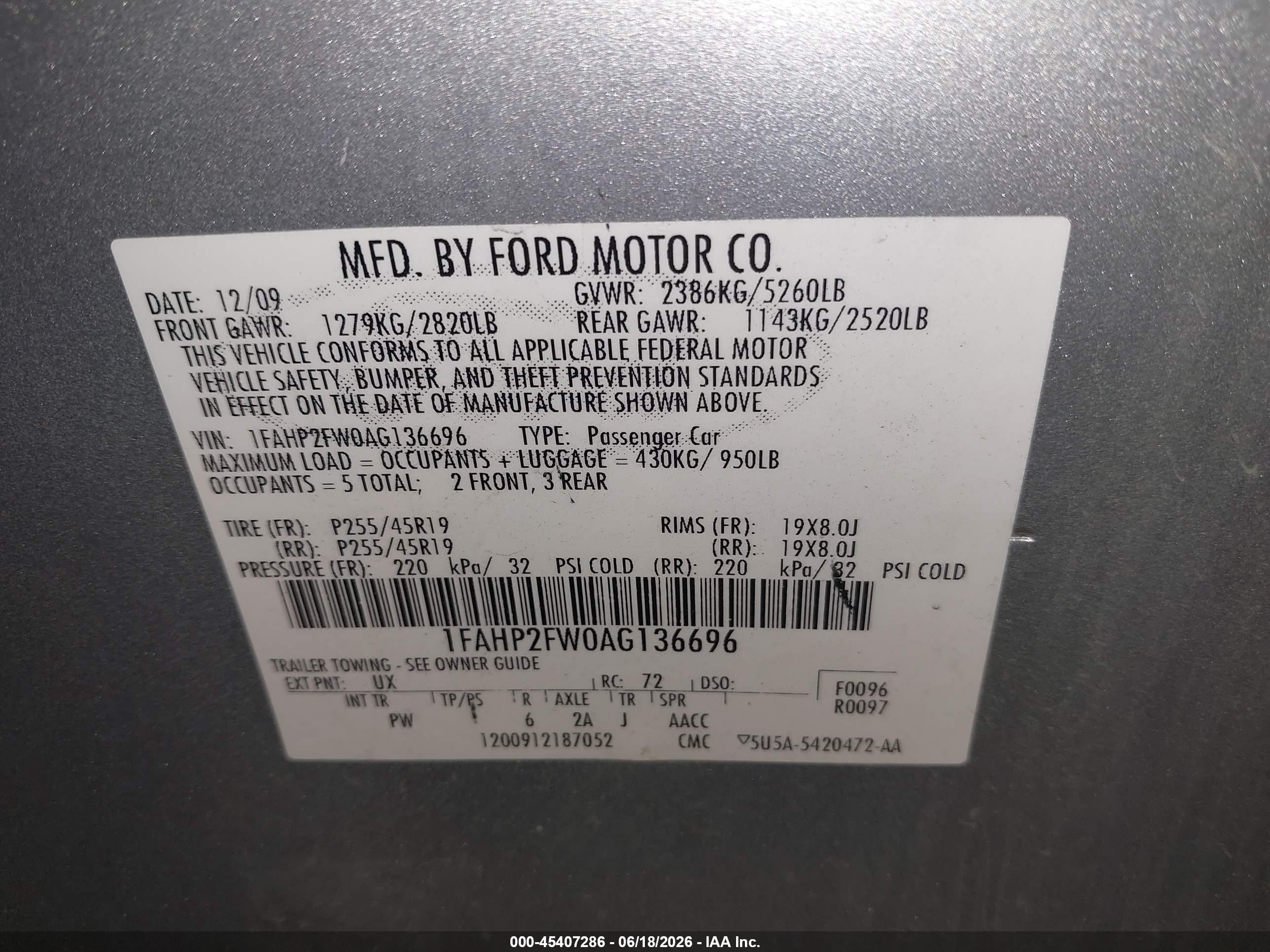 2010 Ford Taurus Limited Gray vin: 1FAHP2FW0AG136696