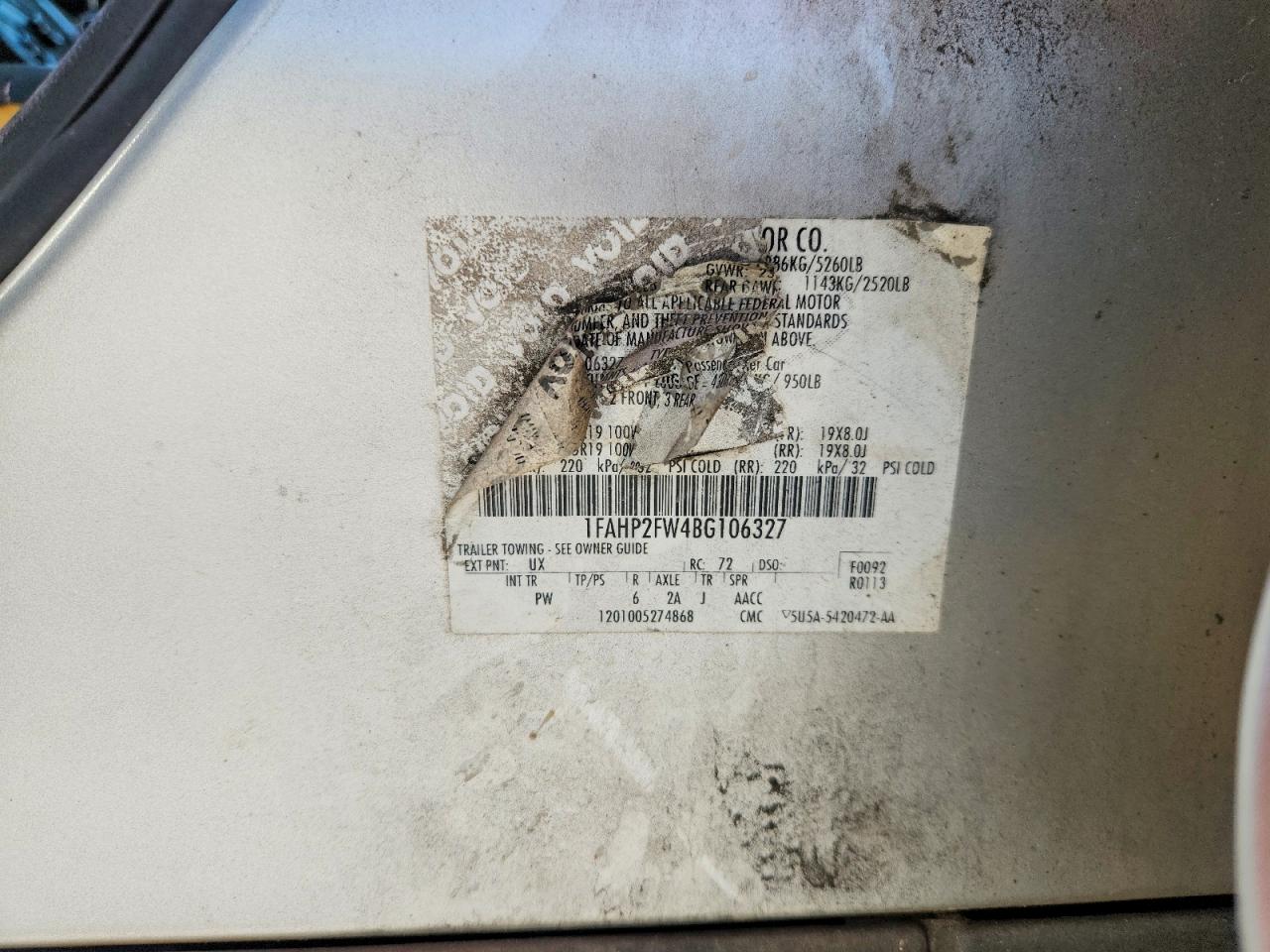 2011 Ford Taurus Limited Silver vin: 1FAHP2FW4BG106327