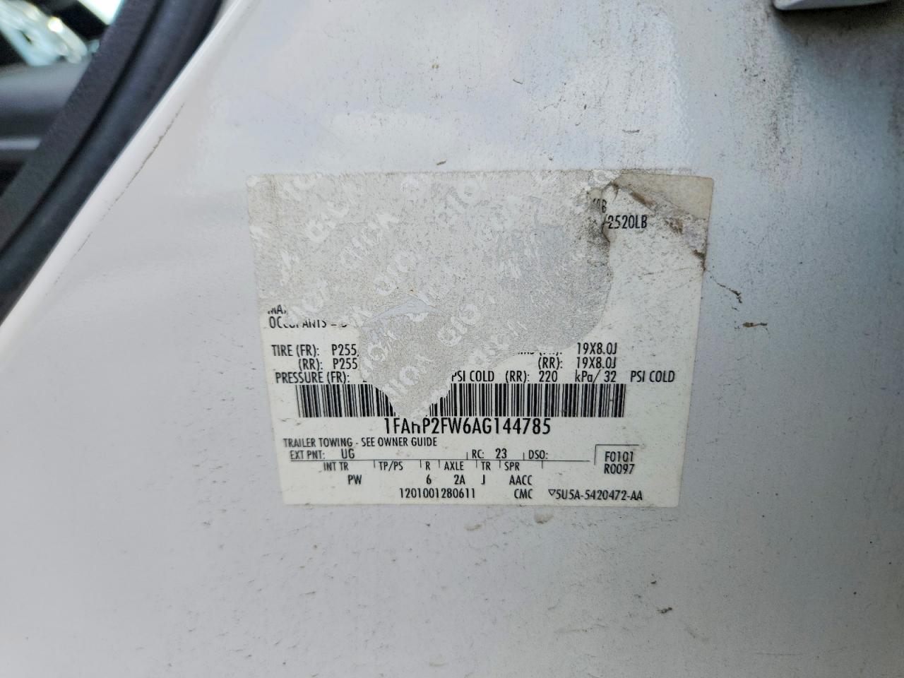 2010 Ford Taurus Limited White vin: 1FAHP2FW6AG144785