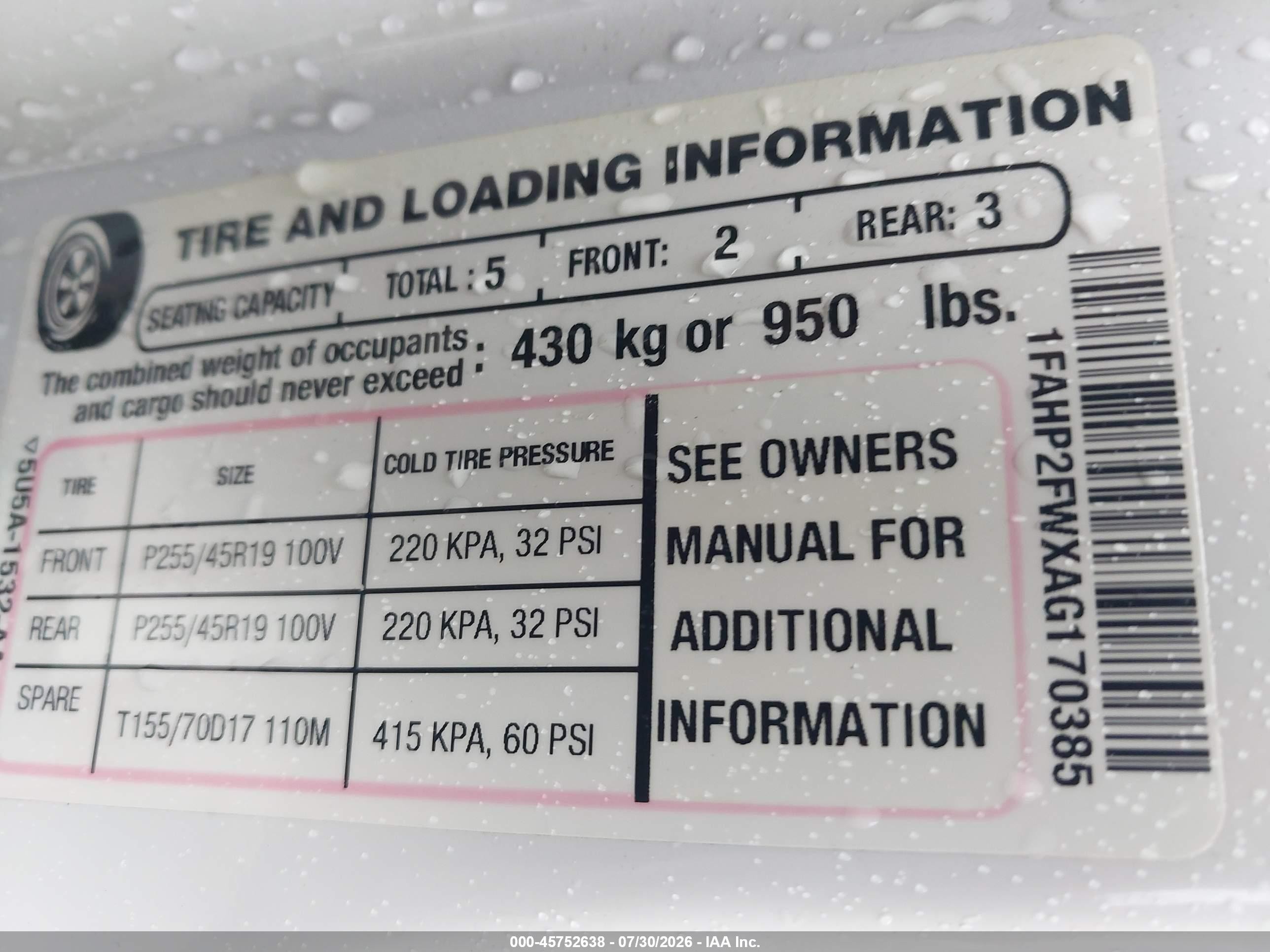 2010 Ford Taurus Limited White vin: 1FAHP2FWXAG170385