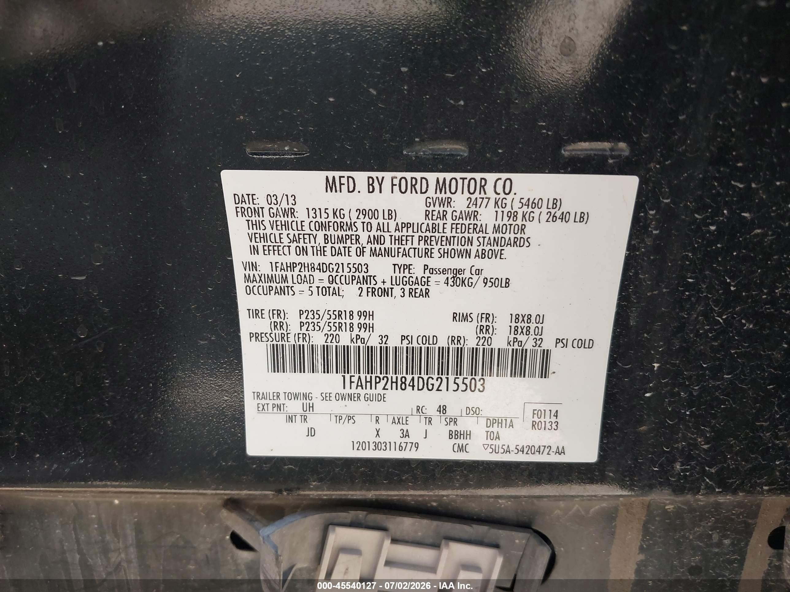 2013 Ford Taurus Sel Black vin: 1FAHP2H84DG215503