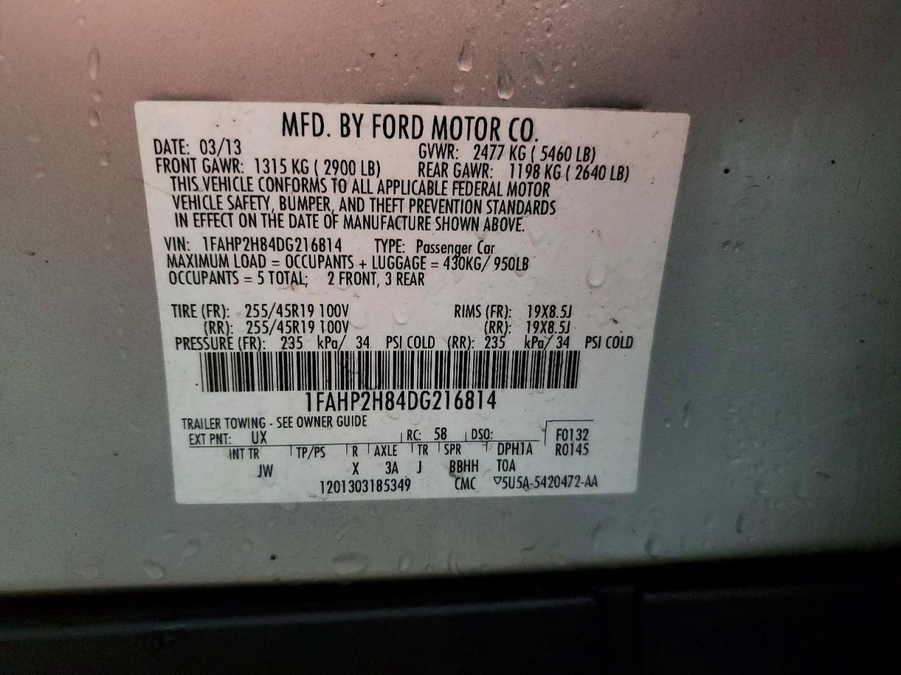 2013 Ford Taurus Sel Silver vin: 1FAHP2H84DG216814