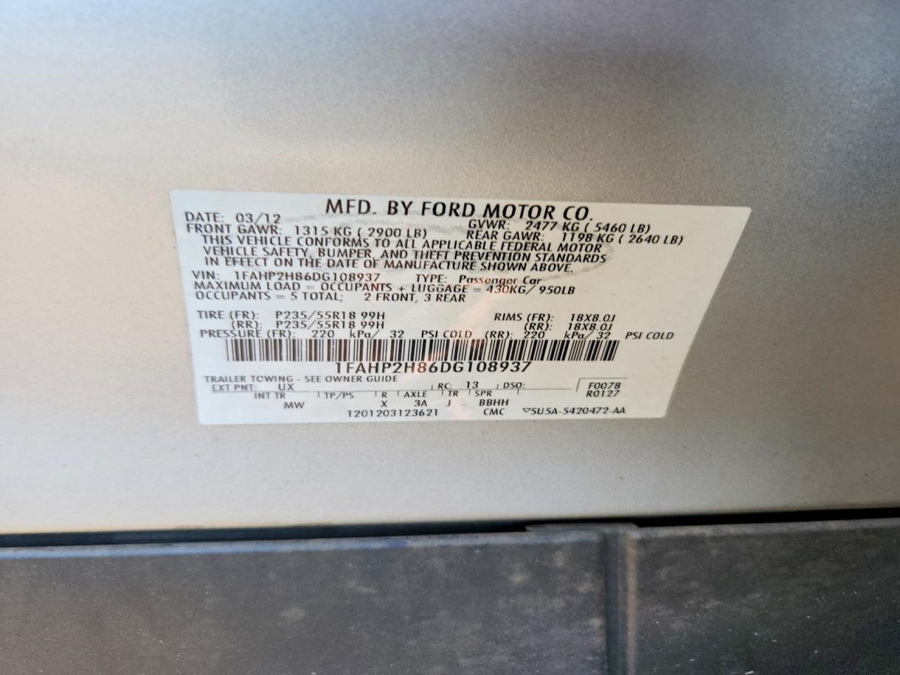 2013 Ford Taurus Sel Серебряный vin: 1FAHP2H86DG108937