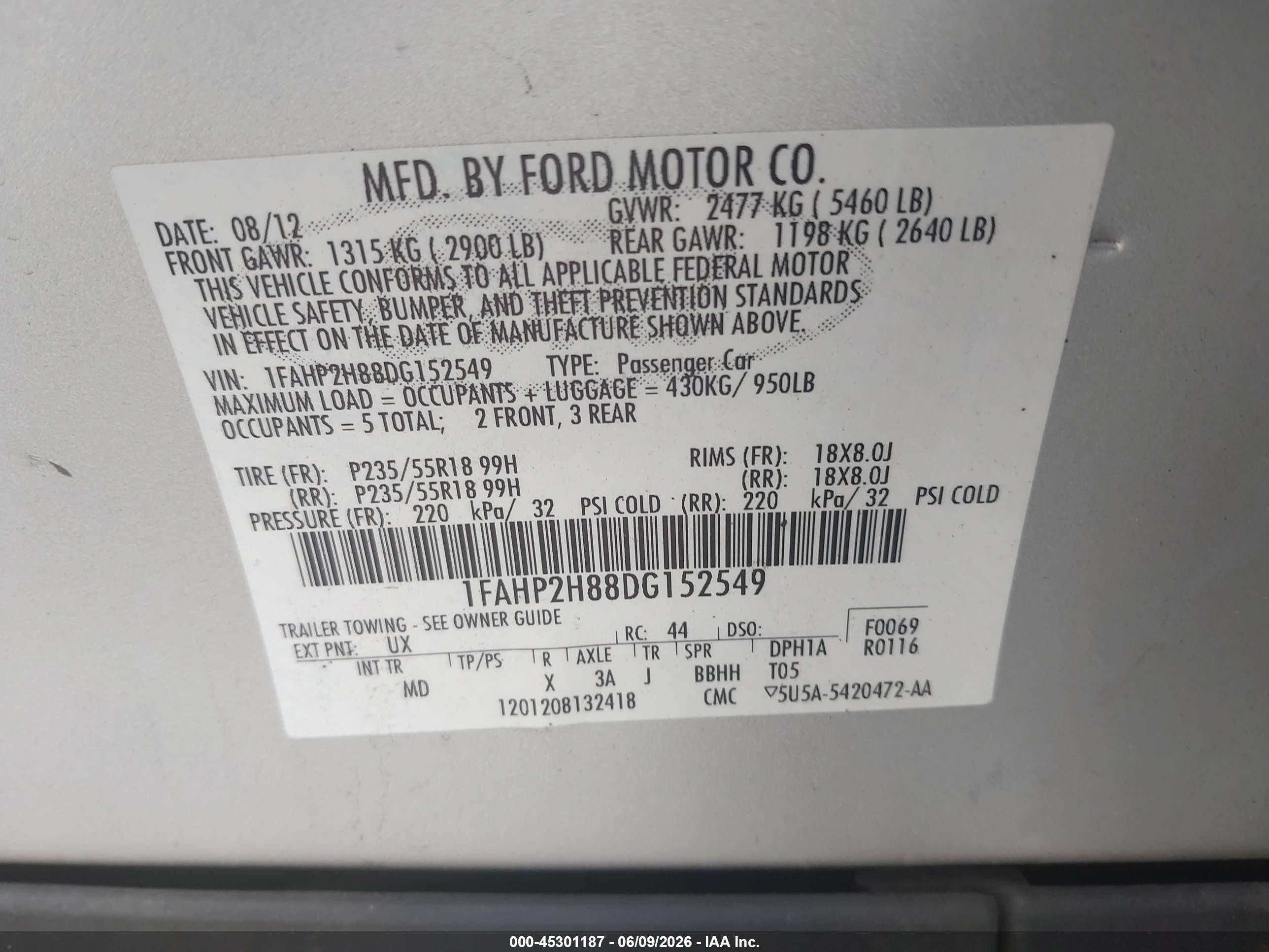 2013 Ford Taurus Sel Серебряный vin: 1FAHP2H88DG152549