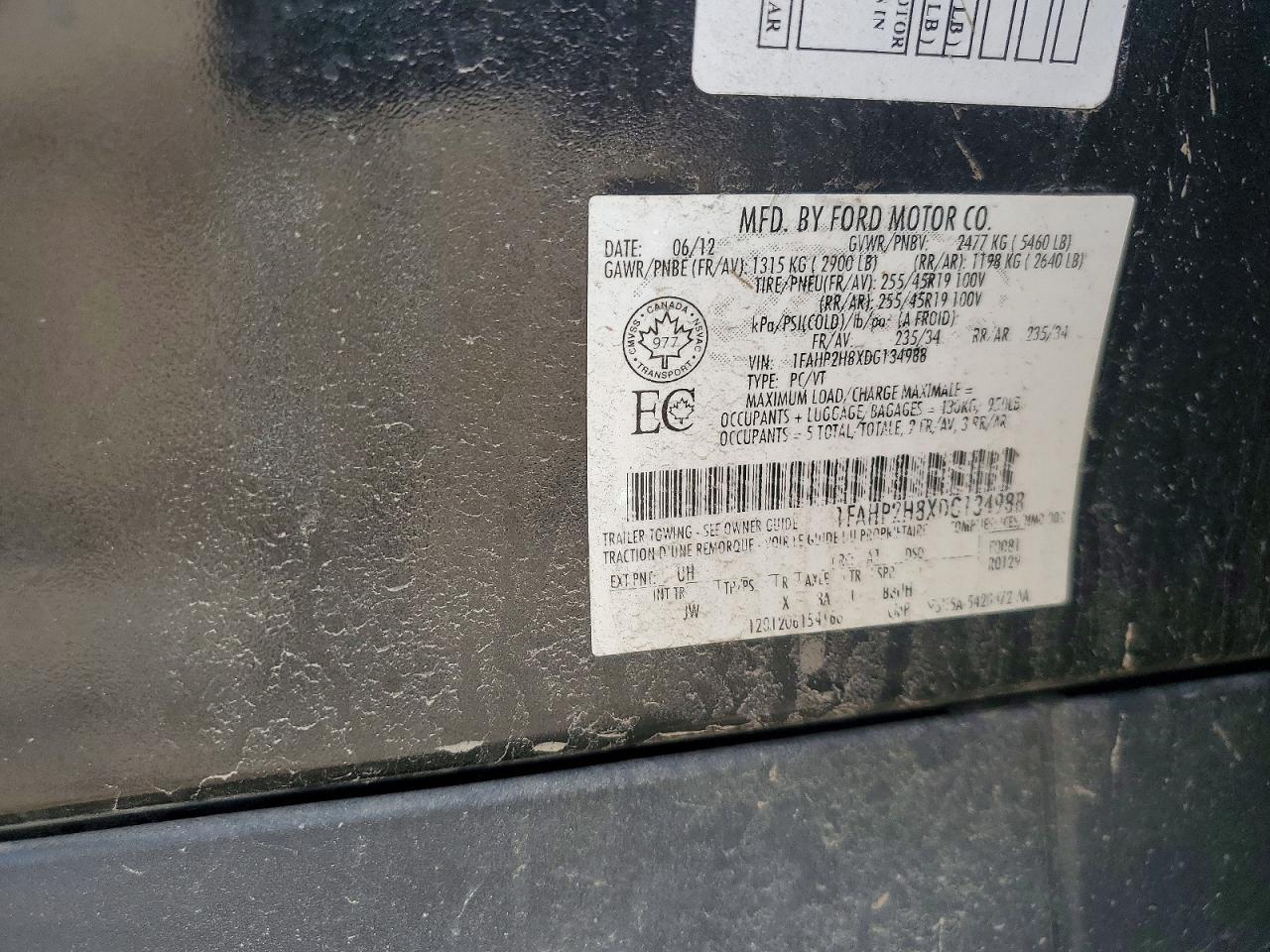 2013 Ford Taurus Sel Black vin: 1FAHP2H8XDG134988