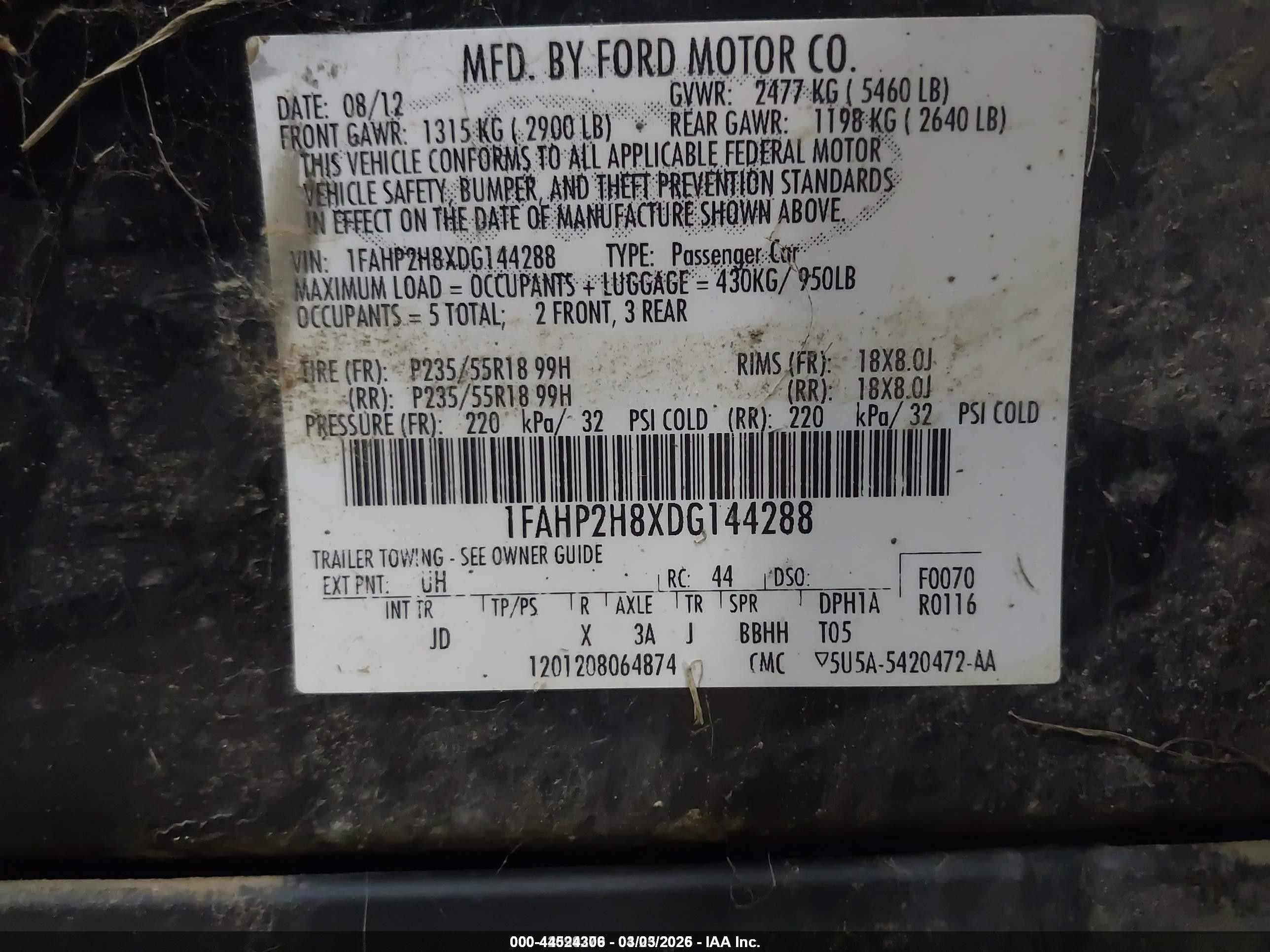2013 Ford Taurus Sel Black vin: 1FAHP2H8XDG144288