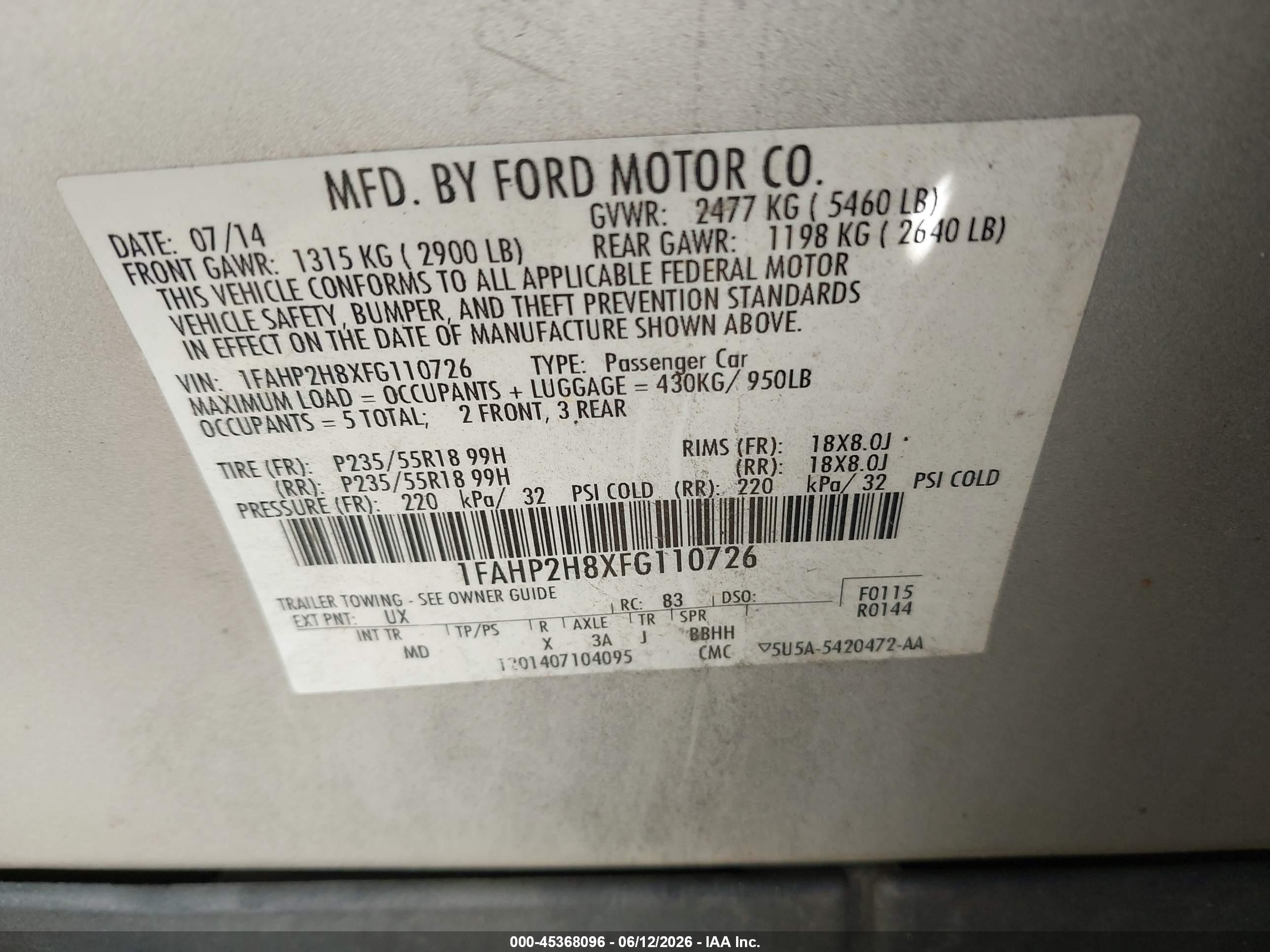 2015 Ford Taurus Sel Серебряный vin: 1FAHP2H8XFG110726