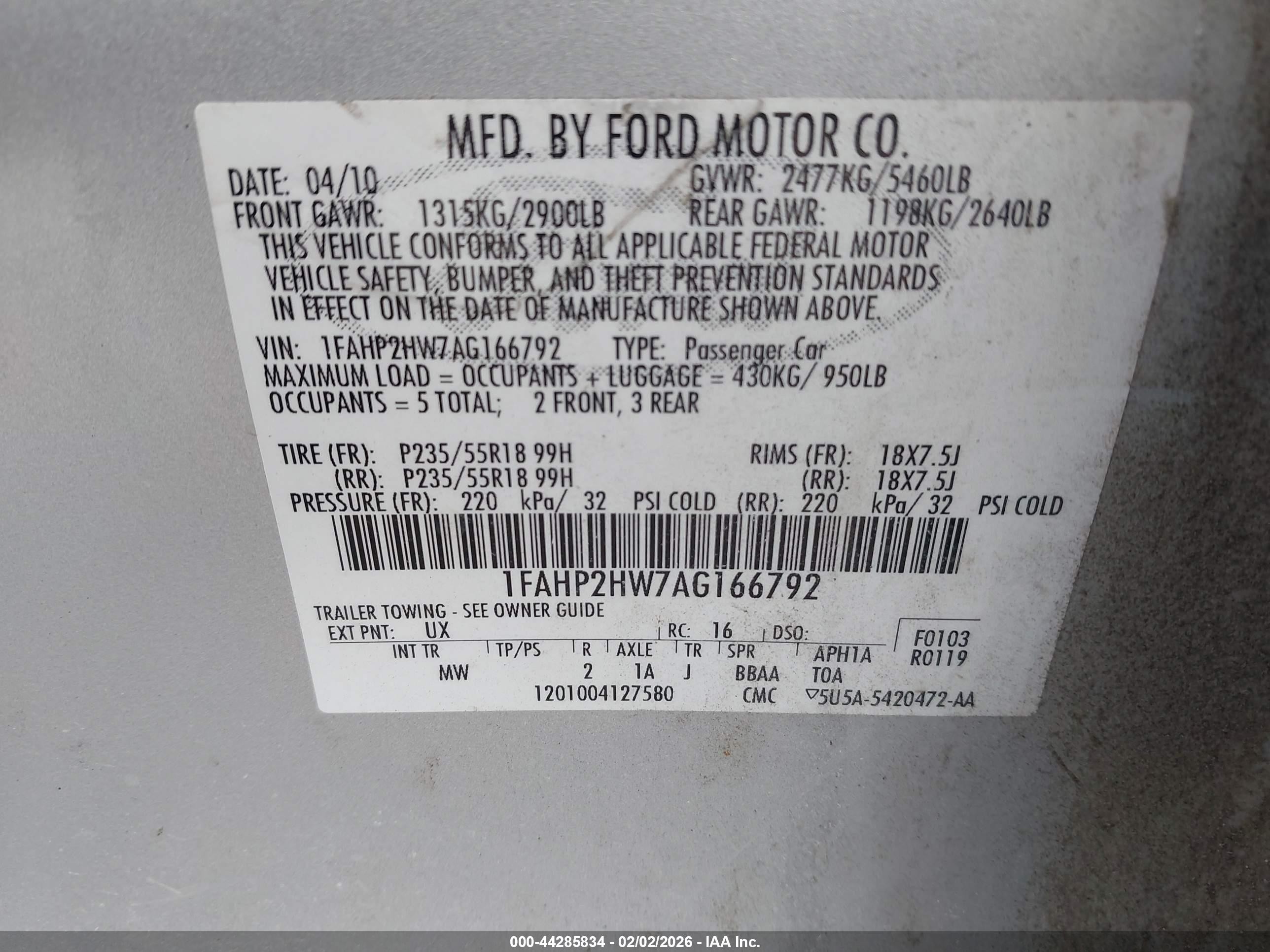 2010 Ford Taurus Sel Silver vin: 1FAHP2HW7AG166792