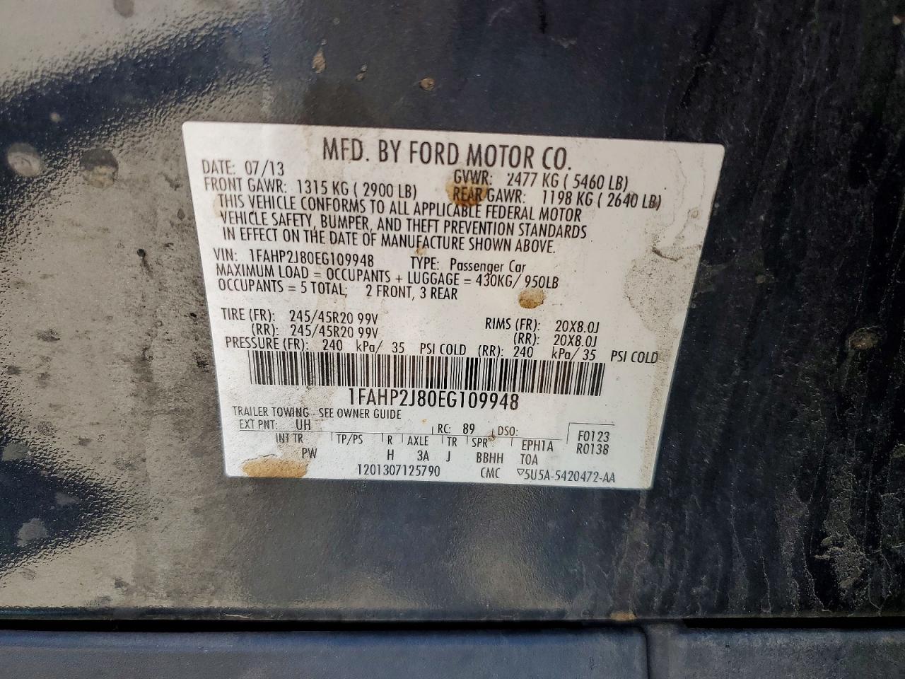 2014 Ford Taurus Limited Black vin: 1FAHP2J80EG109948
